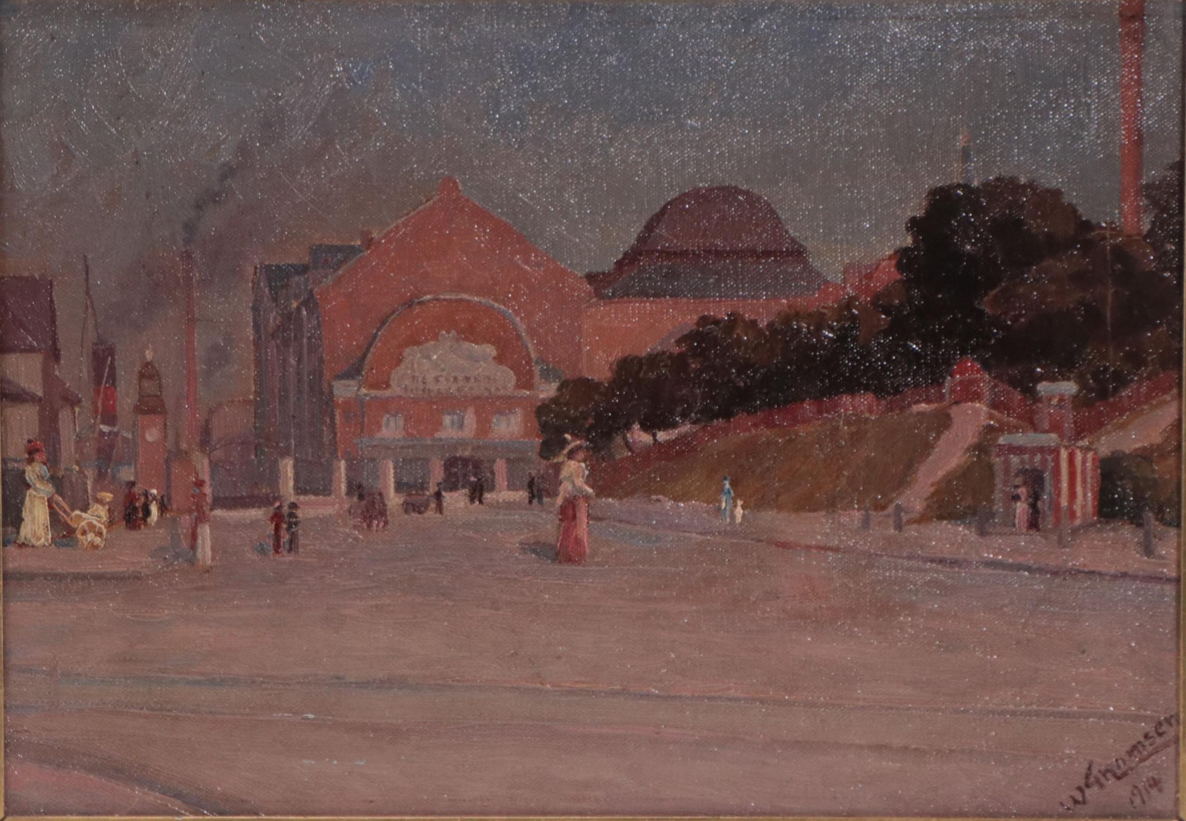 Cityscape Oil Painting Attributed to Valdemar Thomsen, 1914