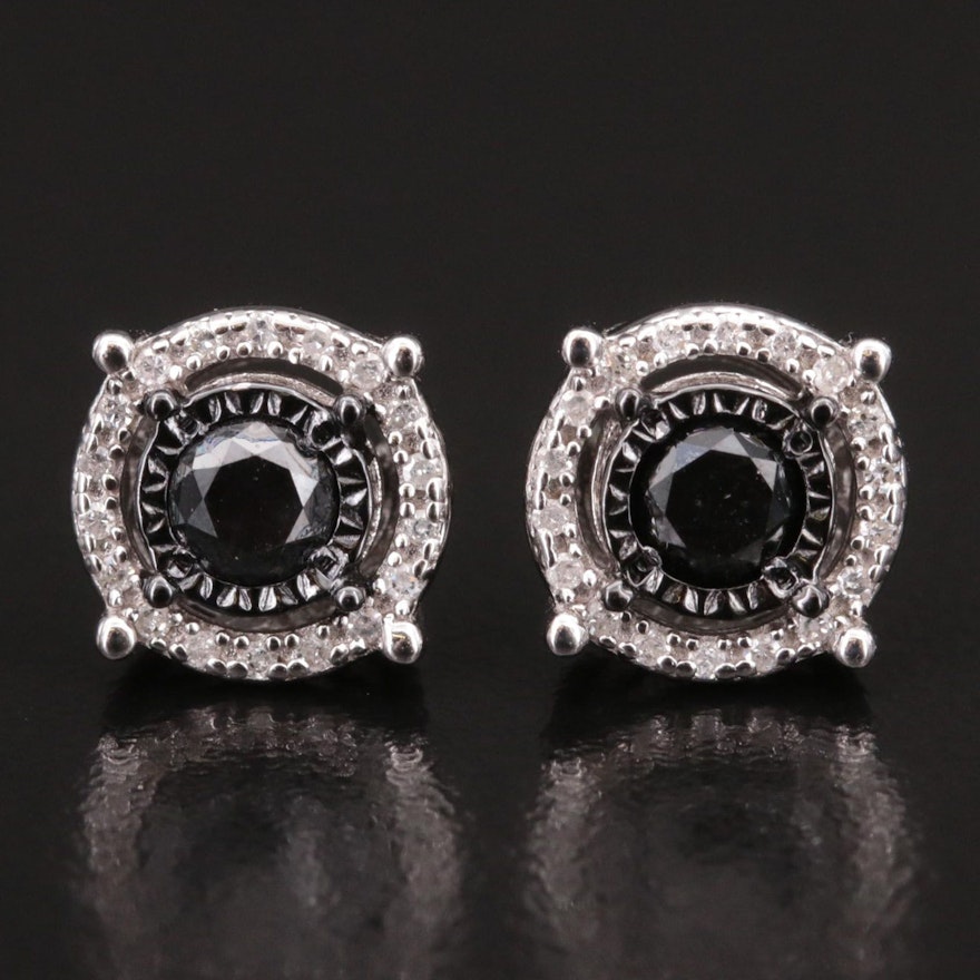 Sterling Diamond Stud Earrings