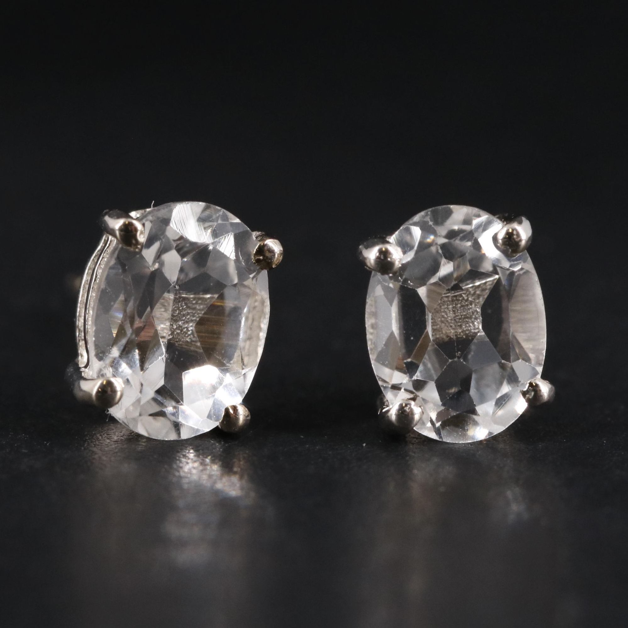 Sterling Oval Gemstone Stud Earrings