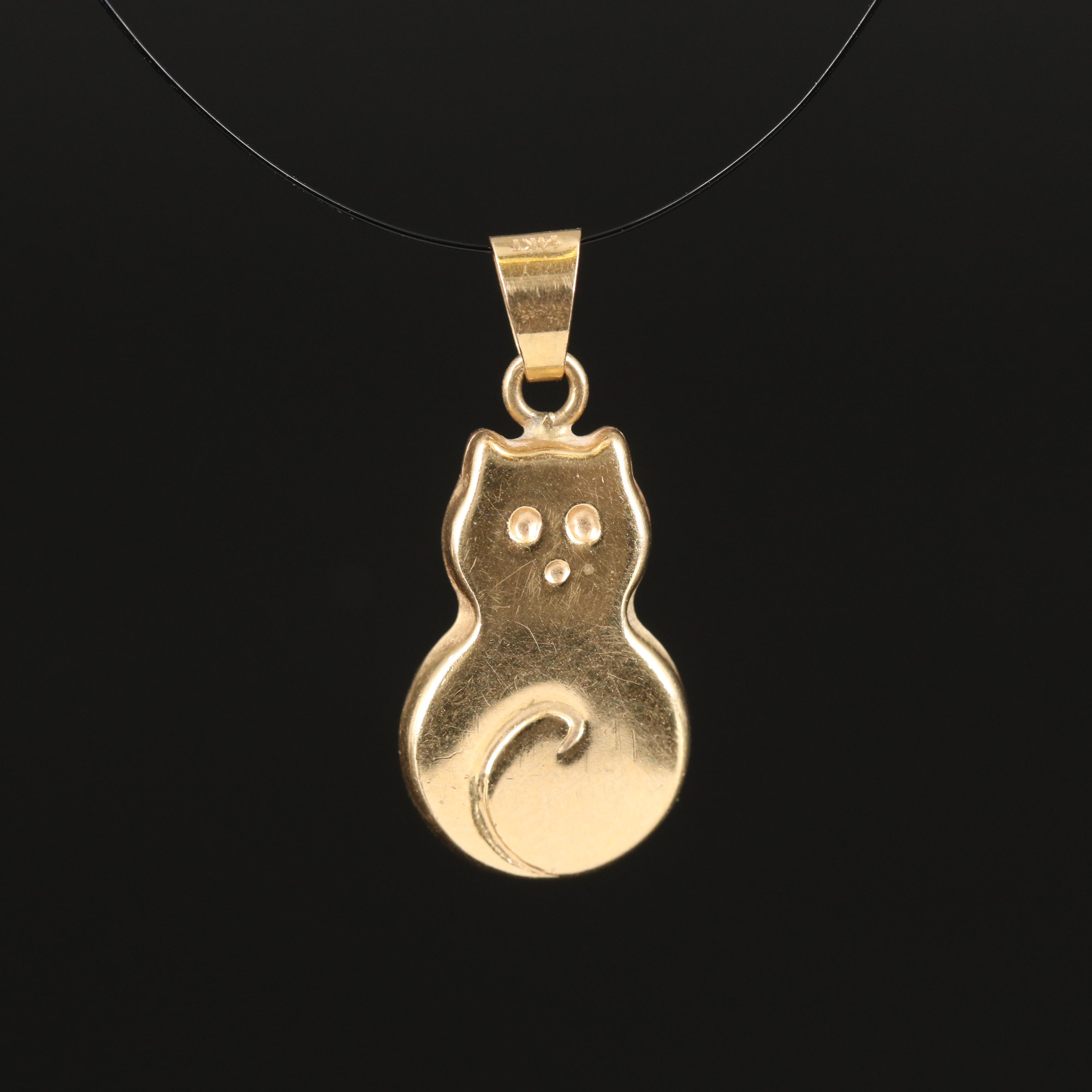 Italian 14K Cat Pendant