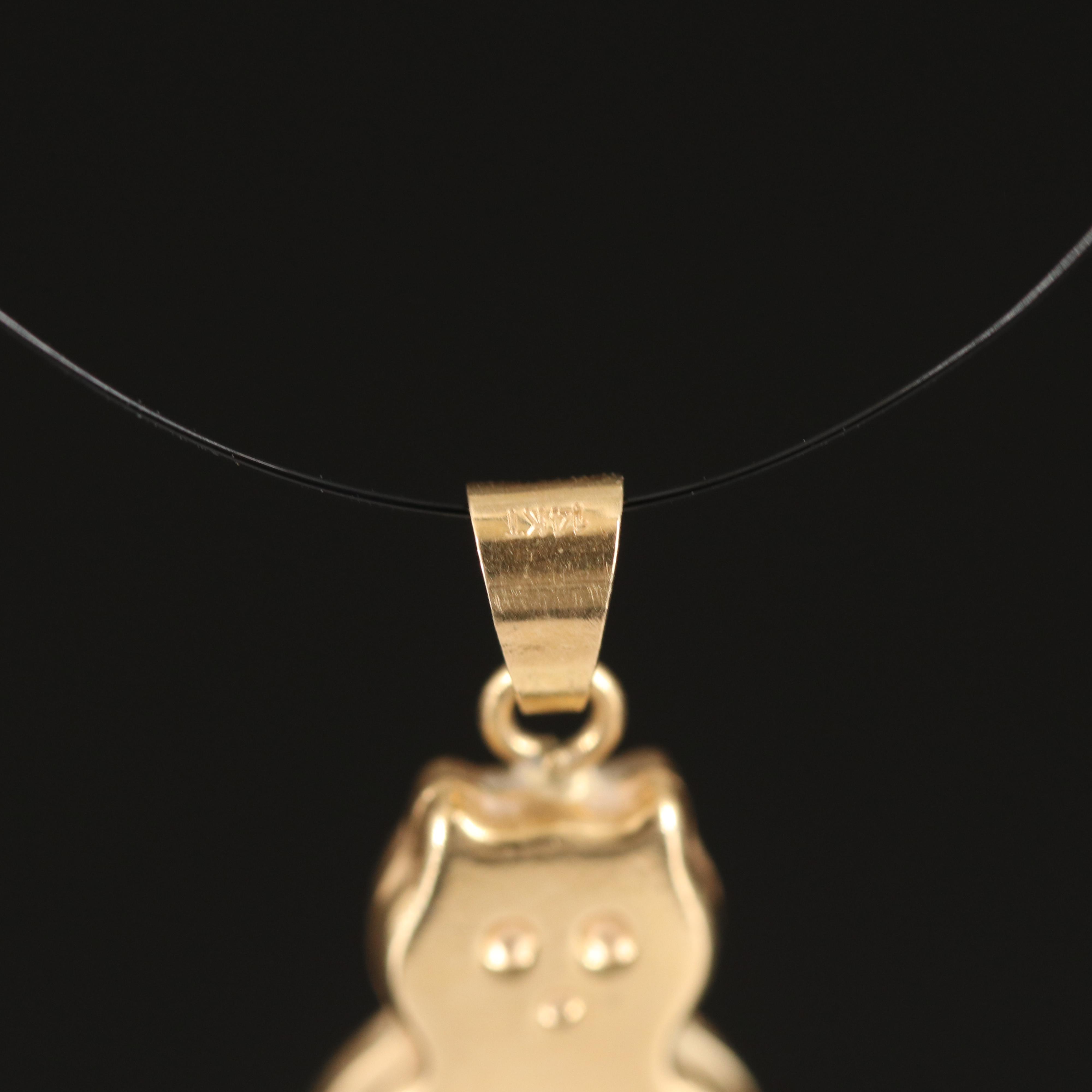 Italian 14K Cat Pendant