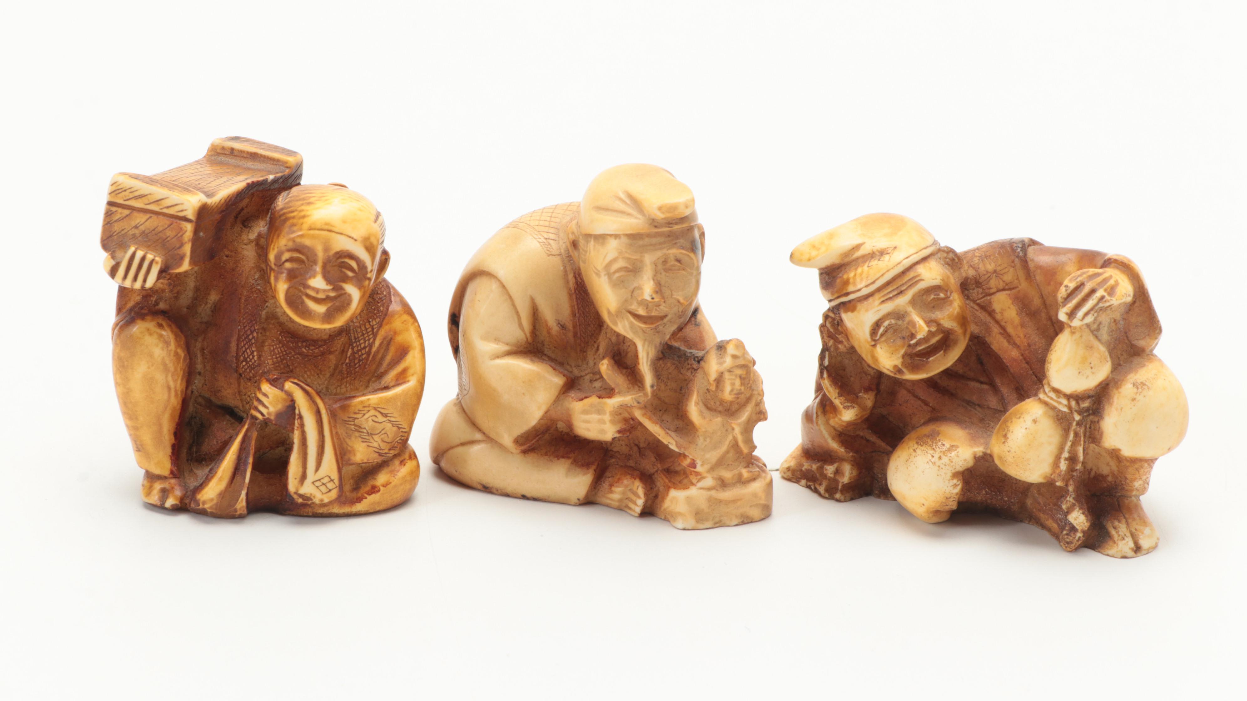 Japanese Netsuke Style Resin Figurines