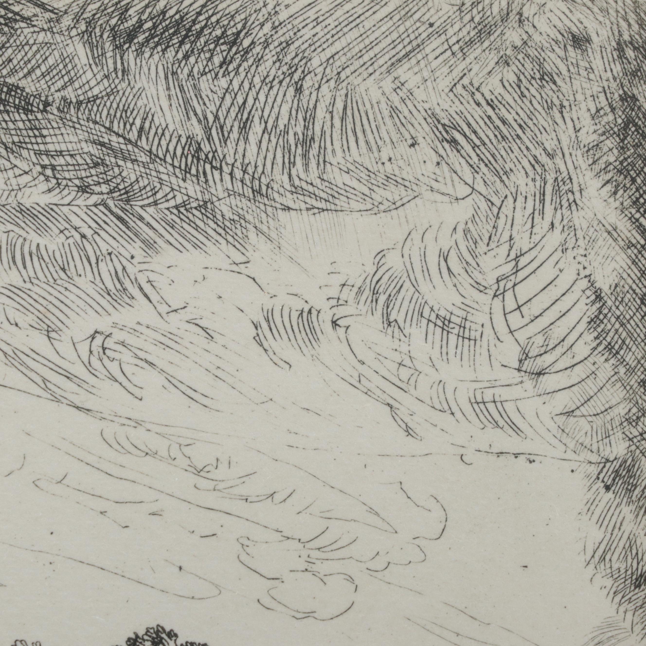 Rembrandt van Rijn Restrike Etching "The Three Trees"