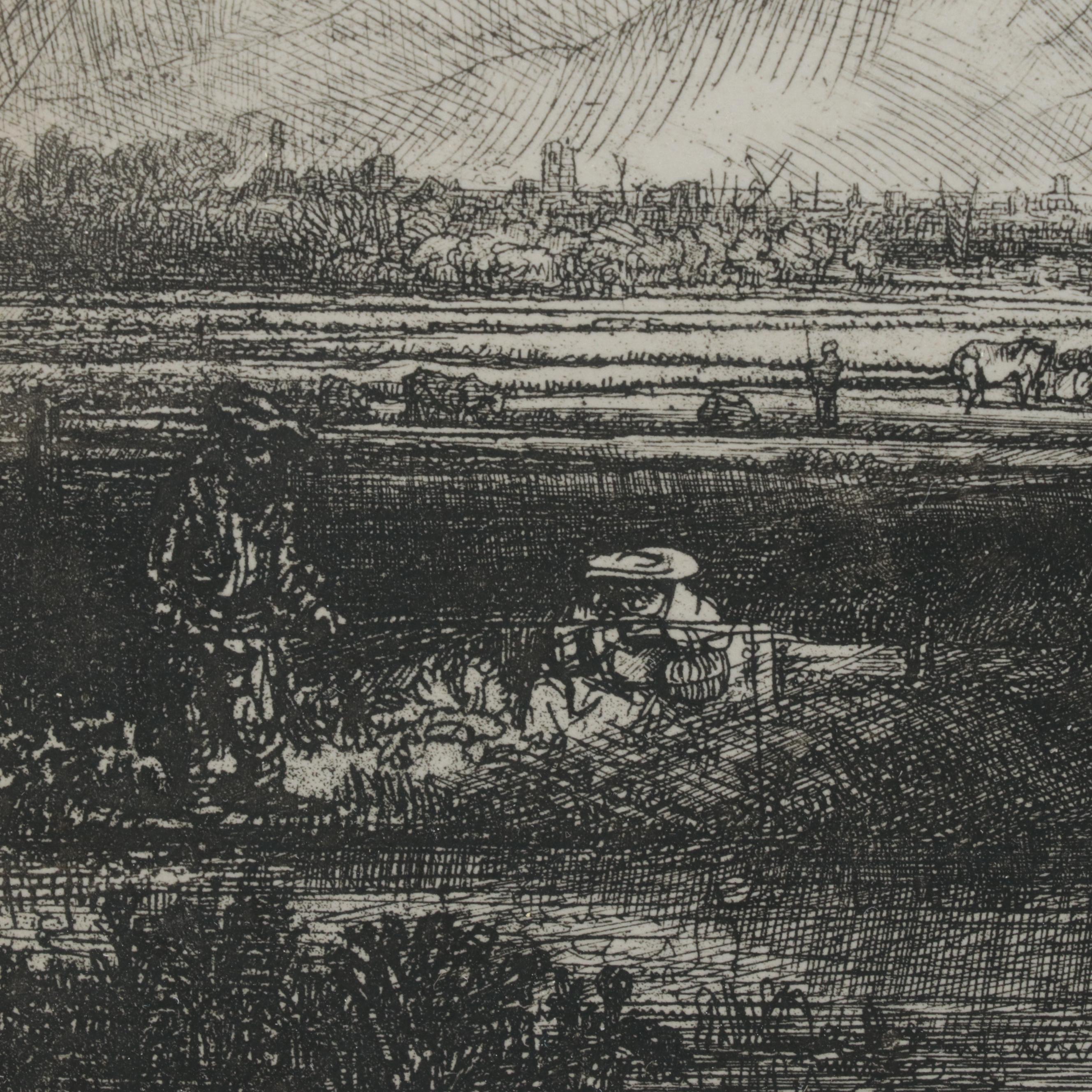 Rembrandt van Rijn Restrike Etching "The Three Trees"