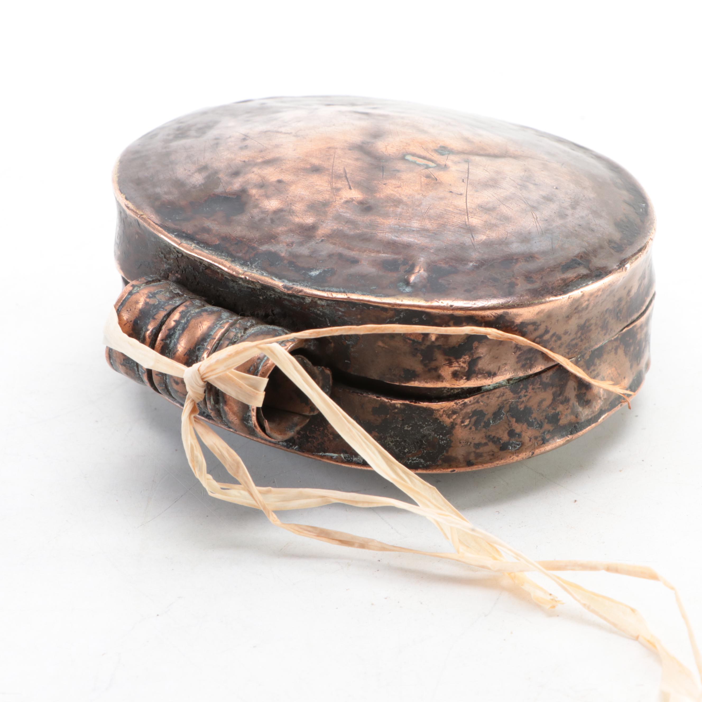 Tibetan Hammered Copper 'Gau' Reliquary Amulet Box, Early 20th Century