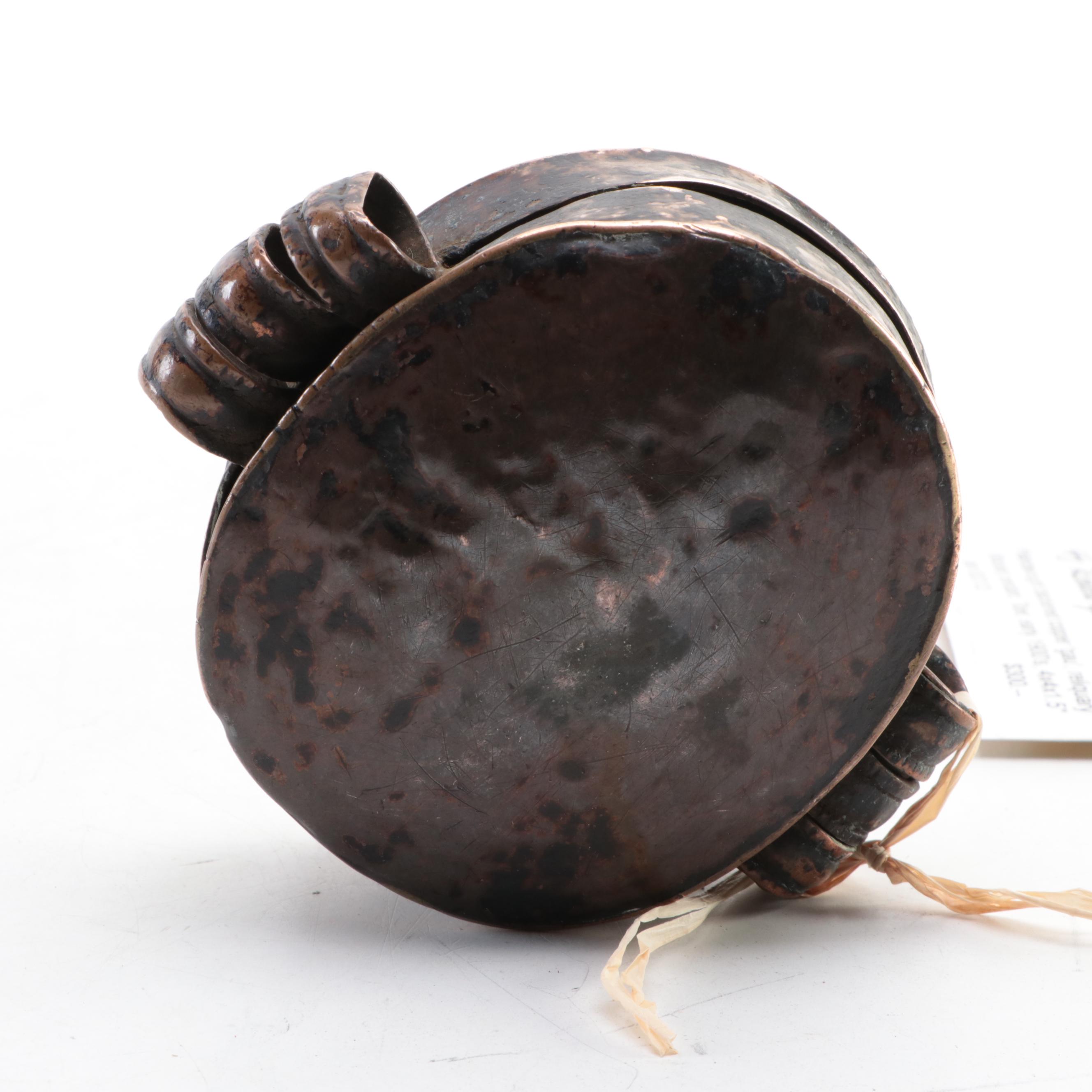 Tibetan Hammered Copper 'Gau' Reliquary Amulet Box, Early 20th Century