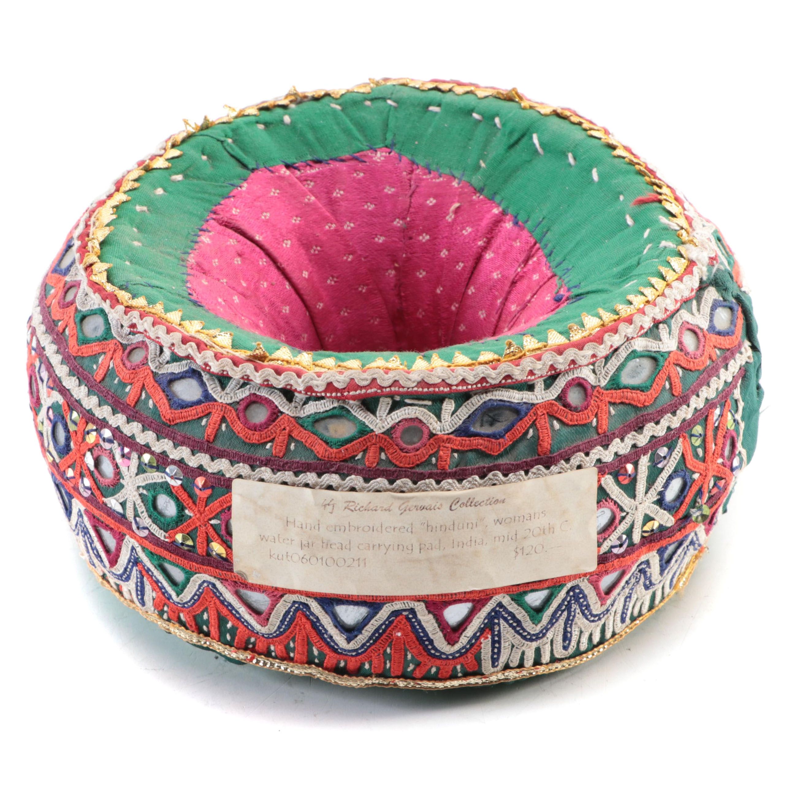 Indian Hand Embroidered Hinduni Women's Water Jar Head Carrying Pad