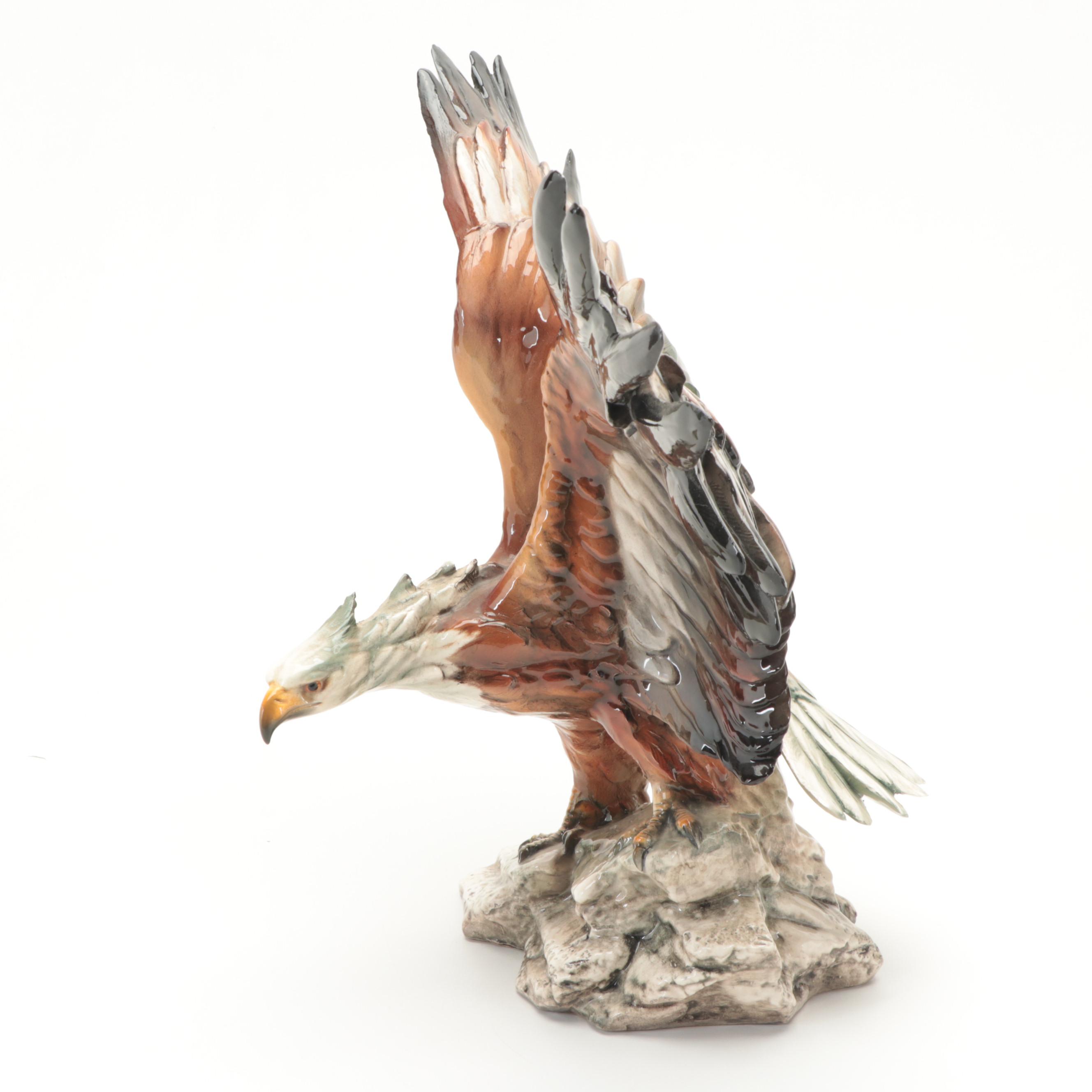 Giuseppe Tagliariol for Tay Pottery Italian Porcelain Bald Eagle Figurine