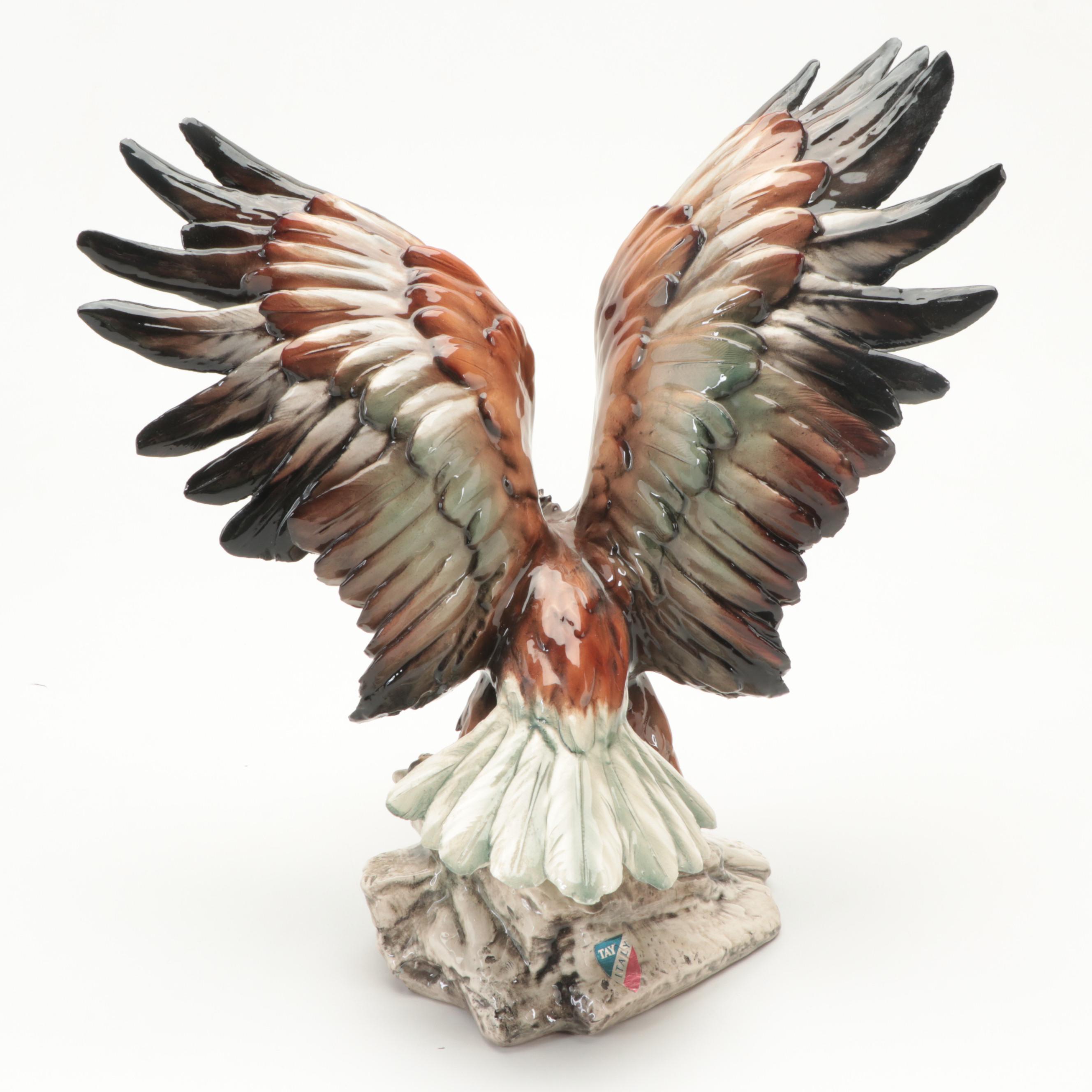 Giuseppe Tagliariol for Tay Pottery Italian Porcelain Bald Eagle Figurine