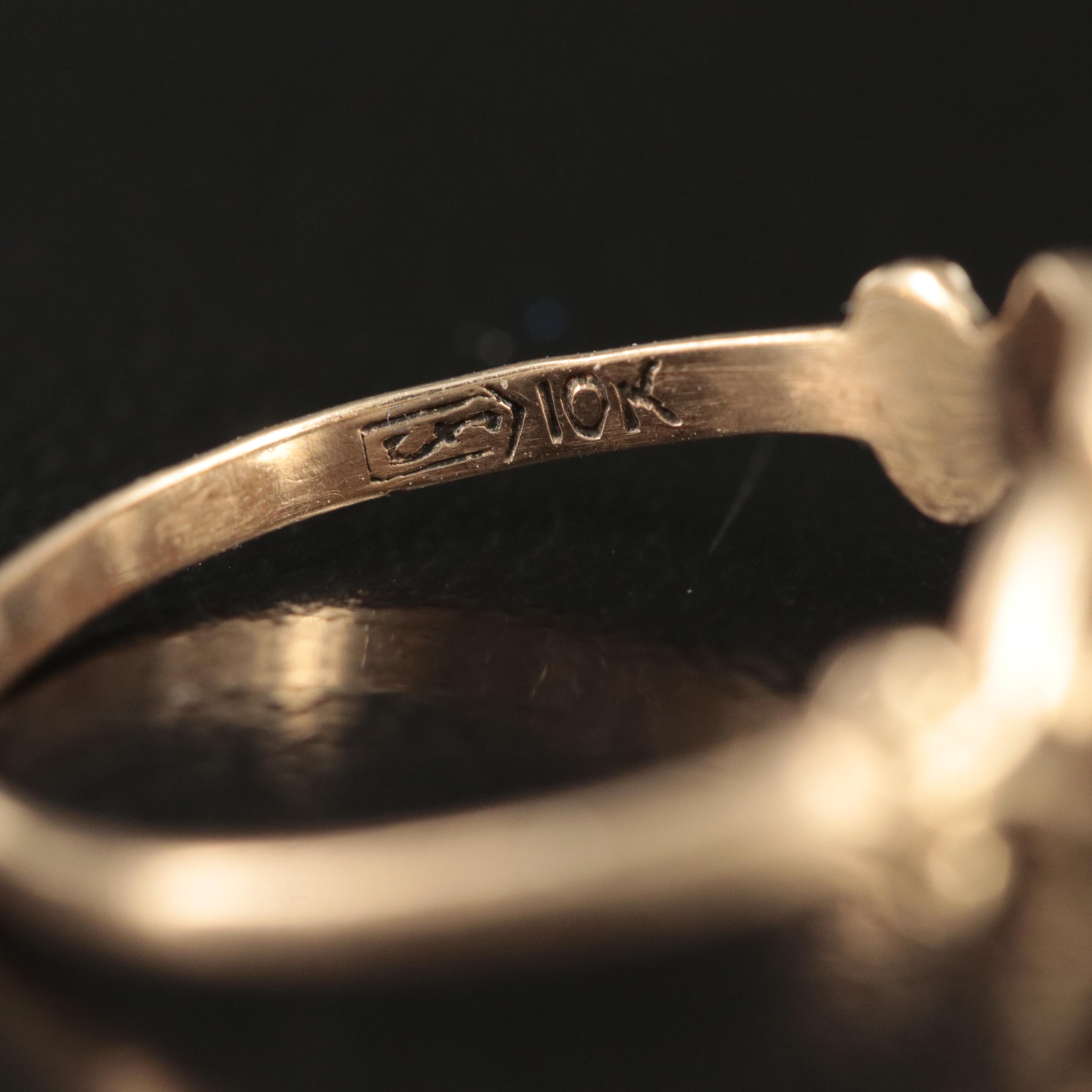 Vintage 10K Pearl Flower Ring