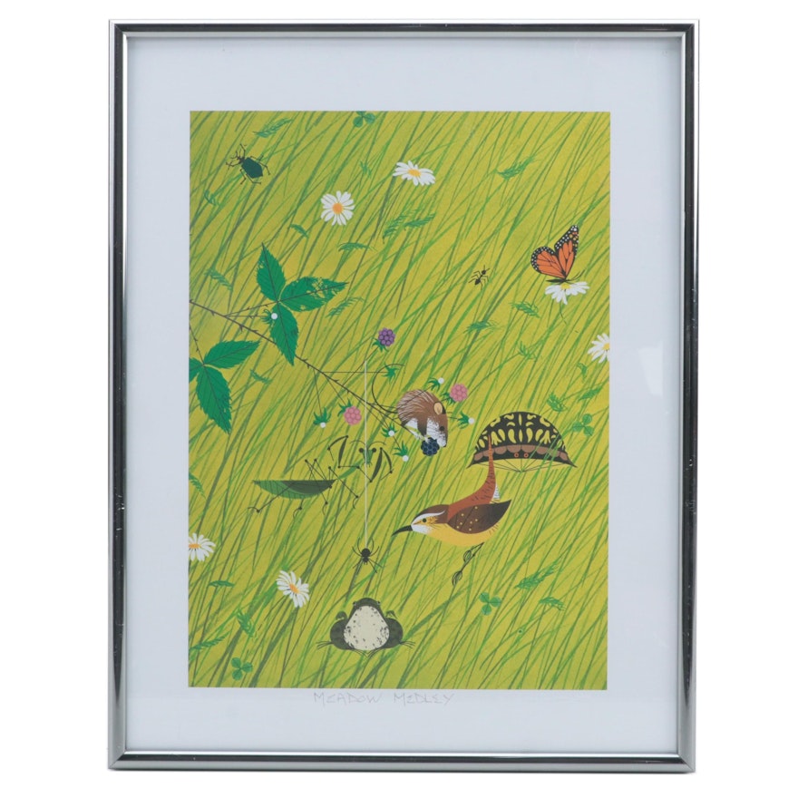 Offset Lithograph After Charley Harper "Meadow Medley," Late 20th Century