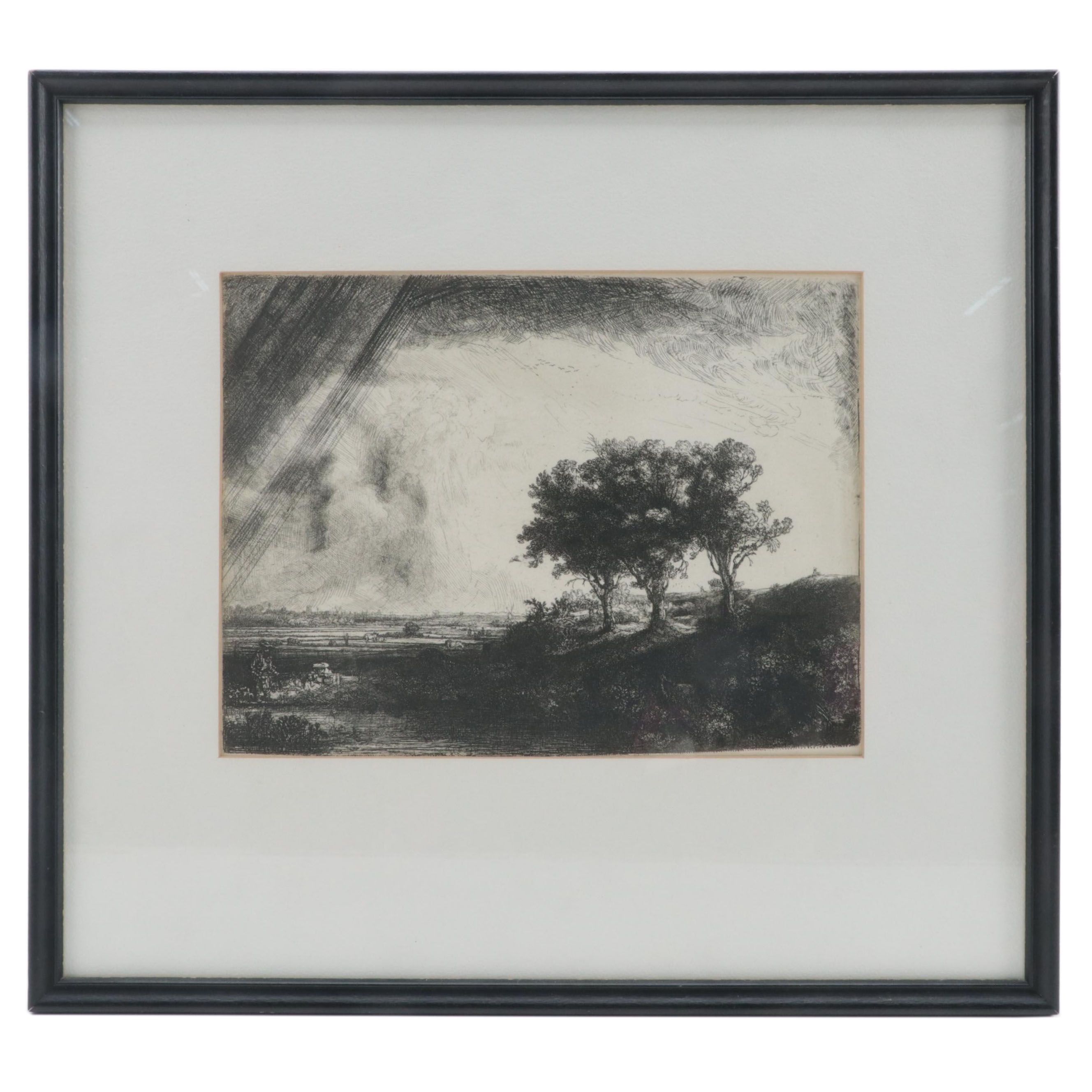 Rembrandt van Rijn Restrike Etching "The Three Trees"