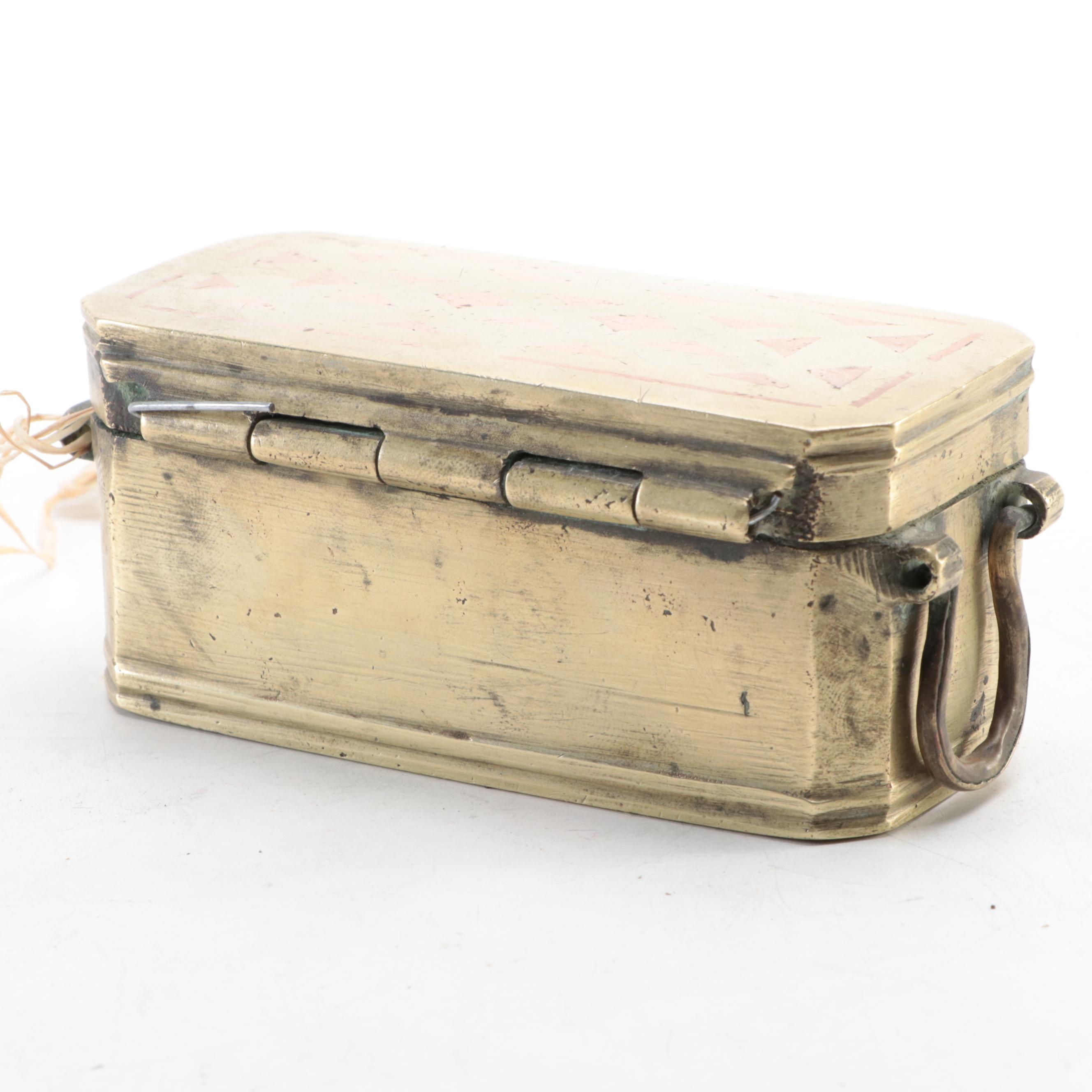 Filipino Brass Betel Box with Copper Inlay, Early 20th Century