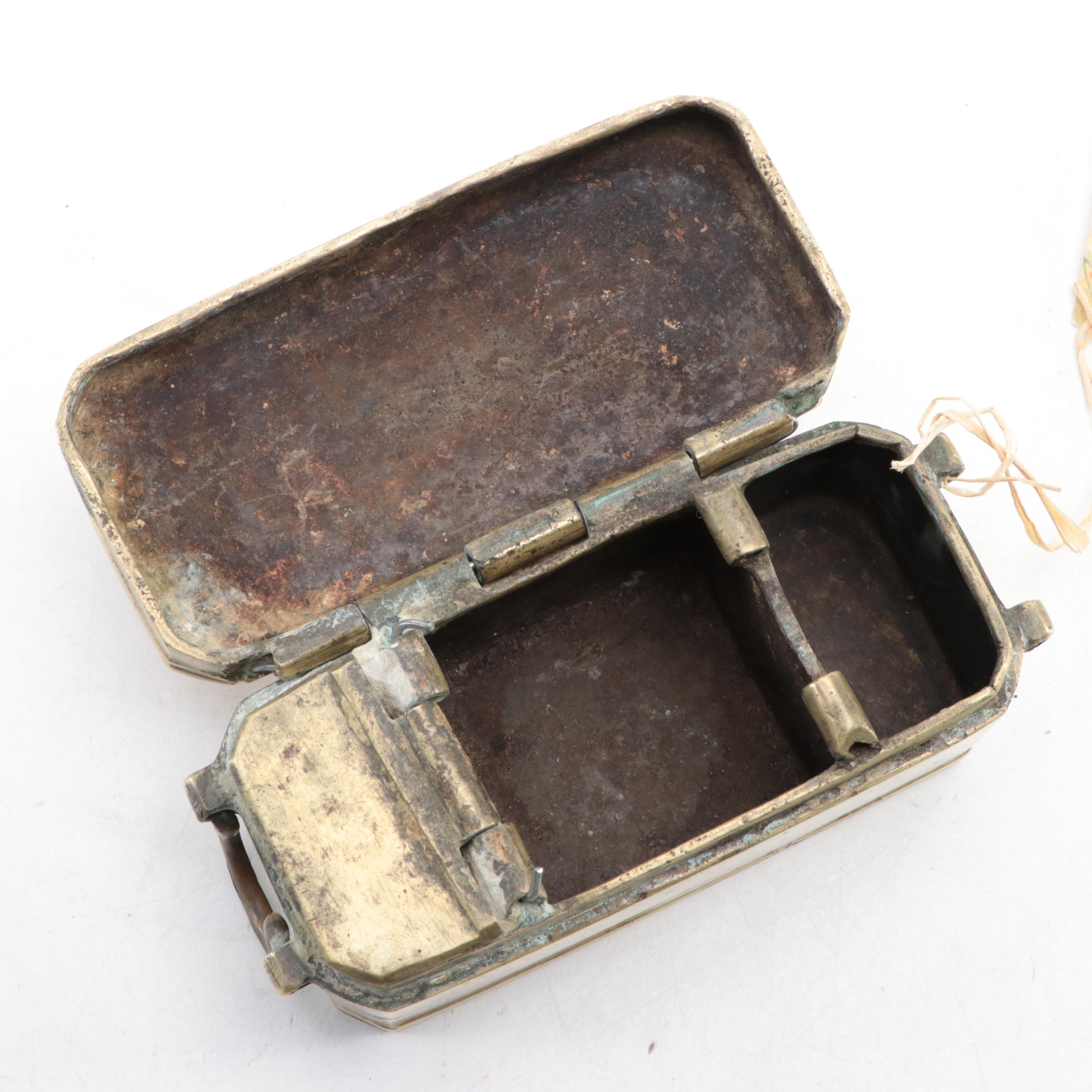 Filipino Brass Betel Box with Copper Inlay, Early 20th Century