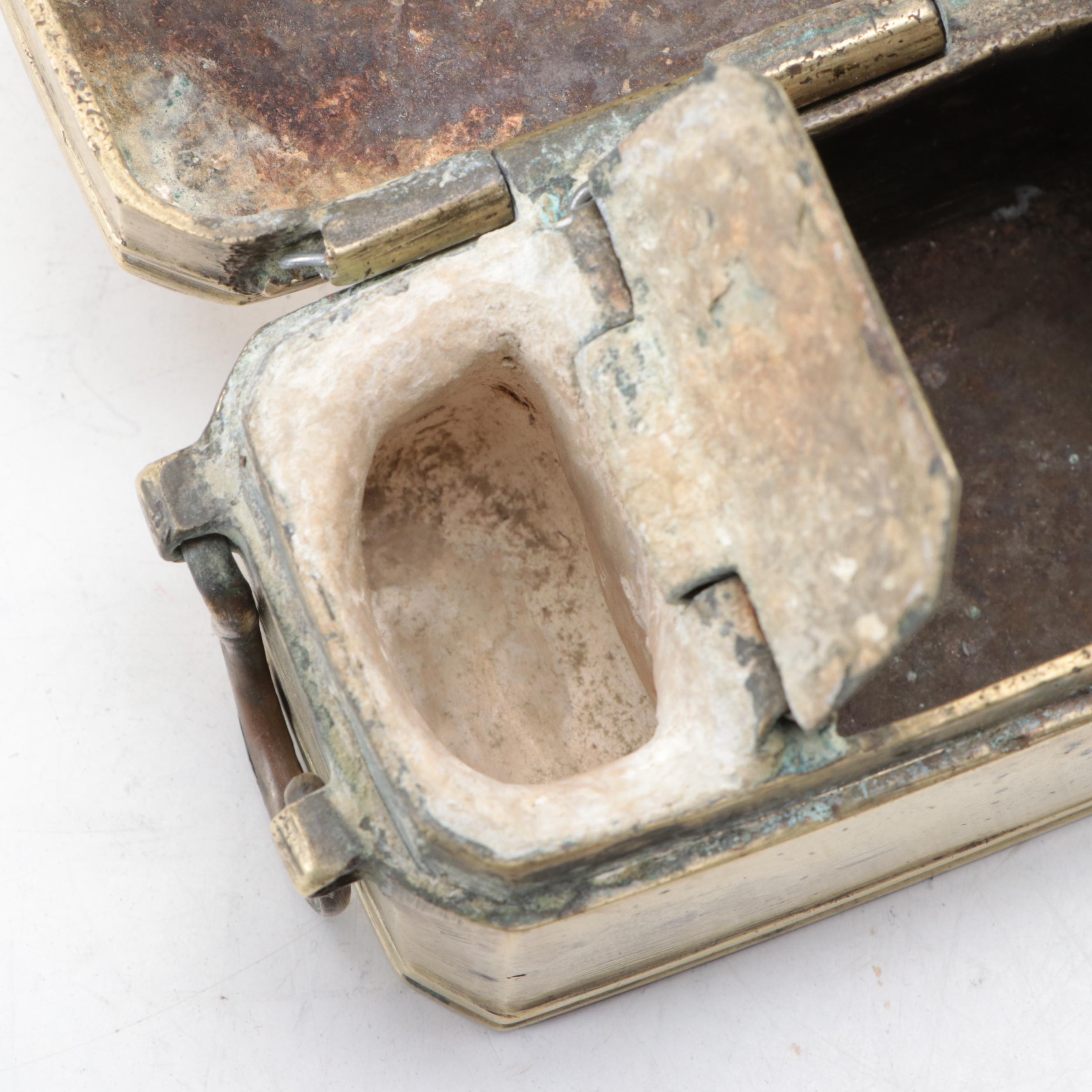 Filipino Brass Betel Box with Copper Inlay, Early 20th Century