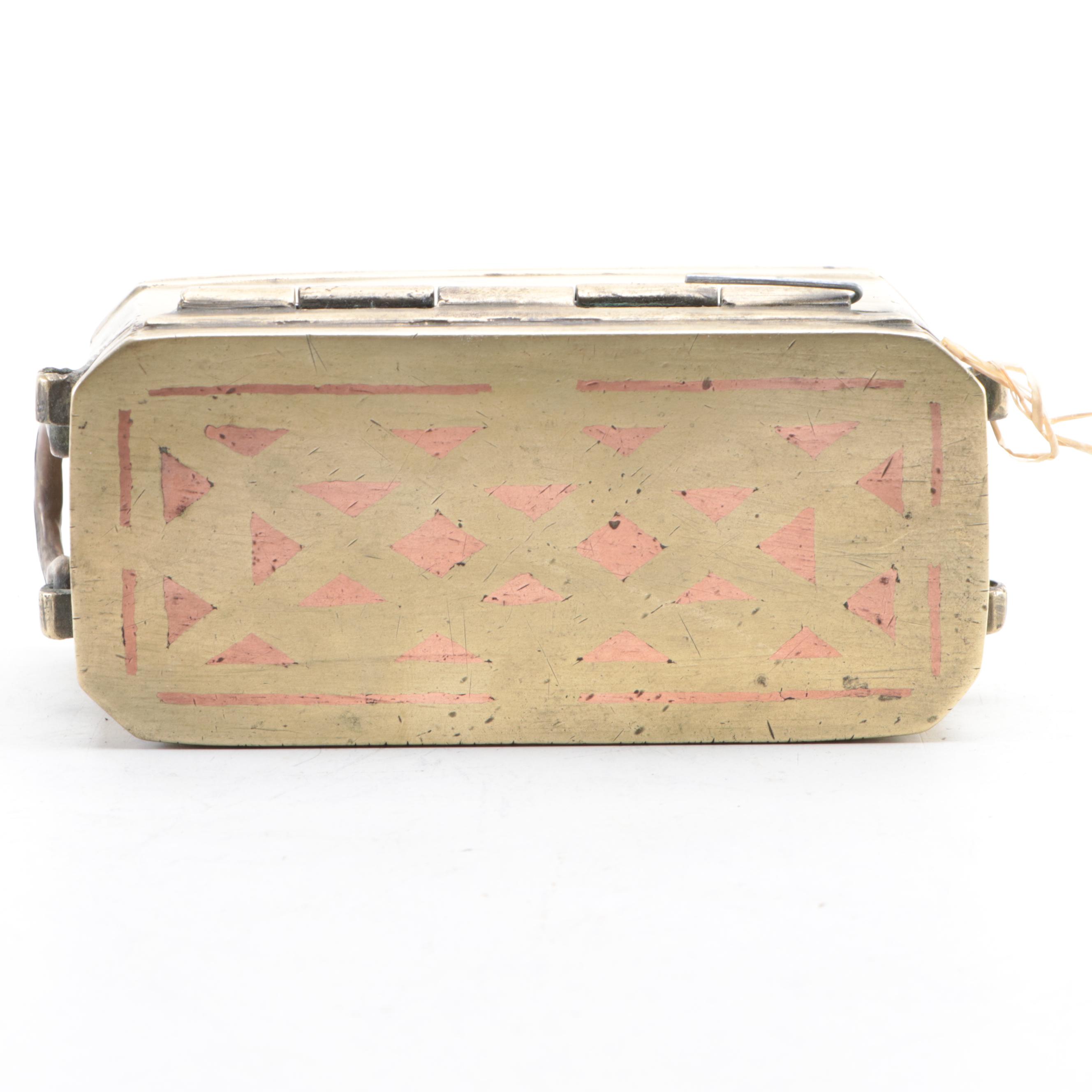 Filipino Brass Betel Box with Copper Inlay, Early 20th Century