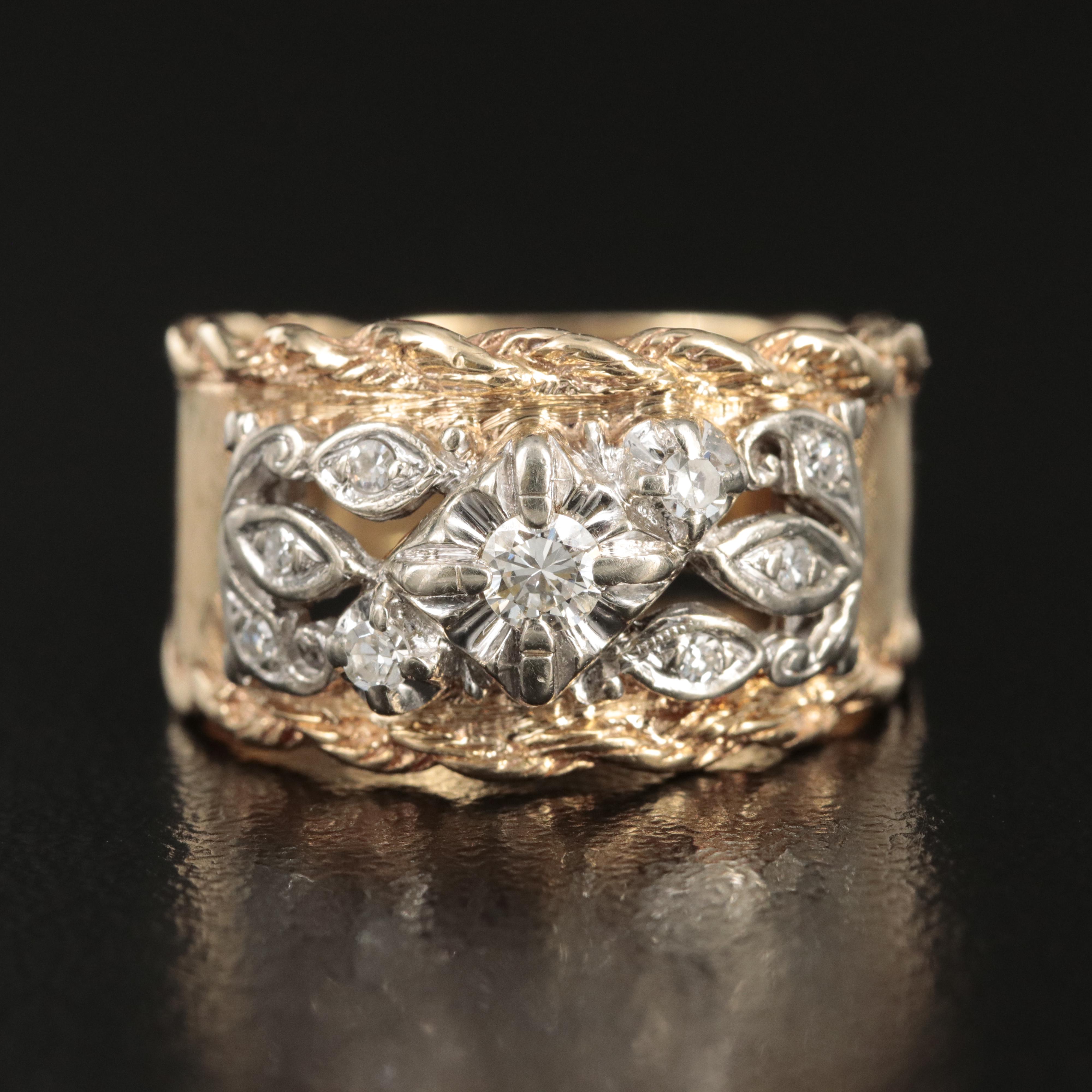 Vintage 14K Two-Tone 0.26 CTW Diamond Band