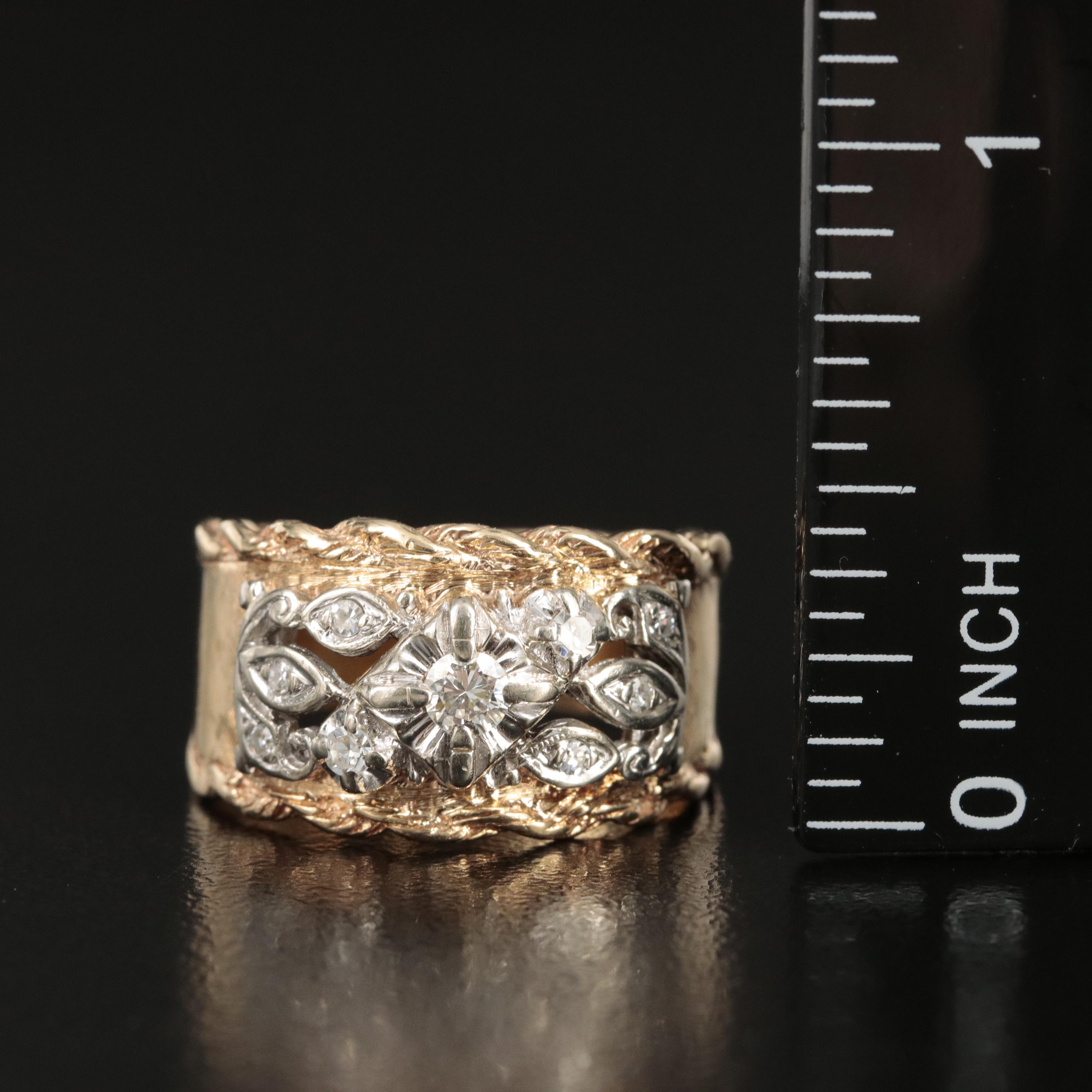 Vintage 14K Two-Tone 0.26 CTW Diamond Band