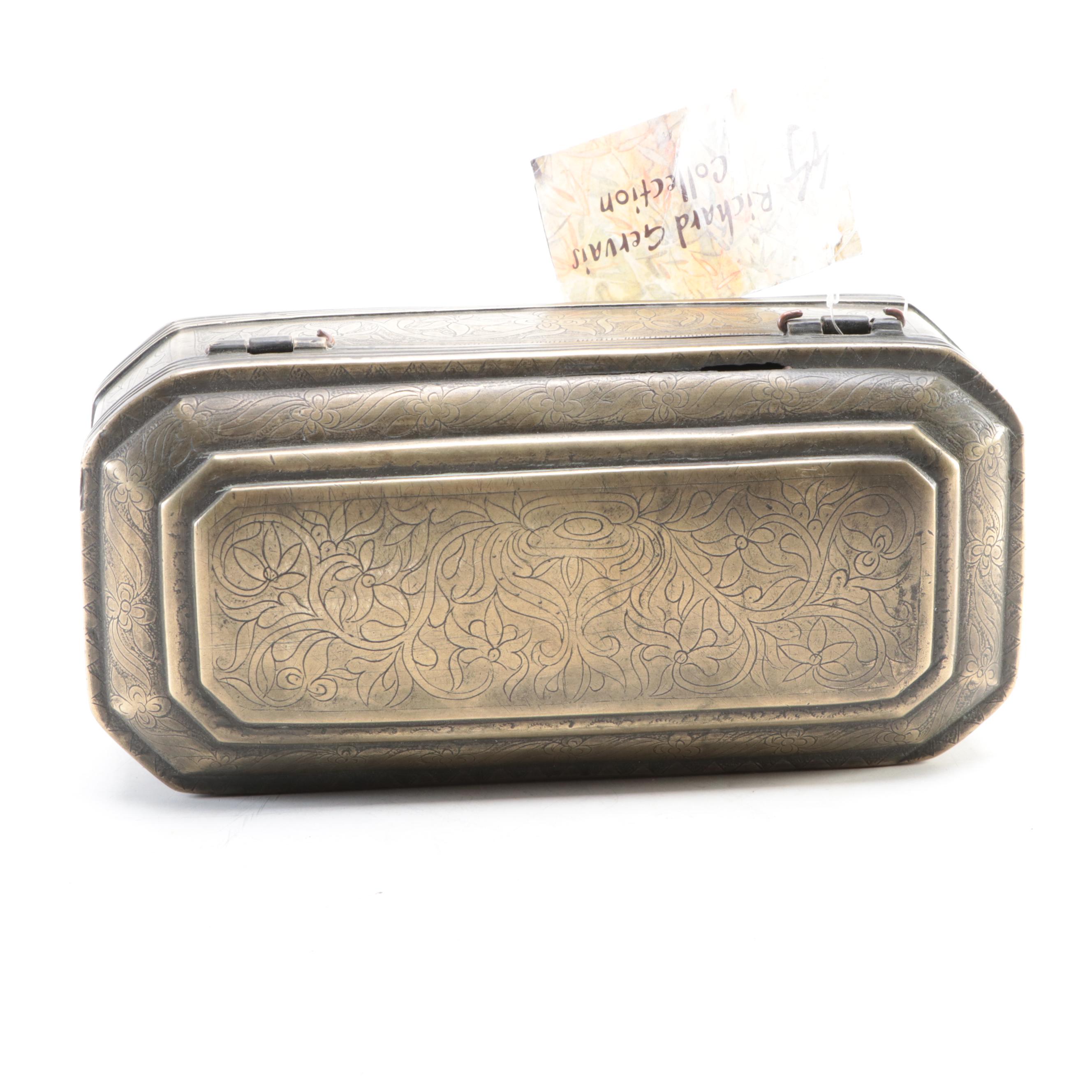 Philipine Incised Brass Betel Nut Box, Early 20th Century