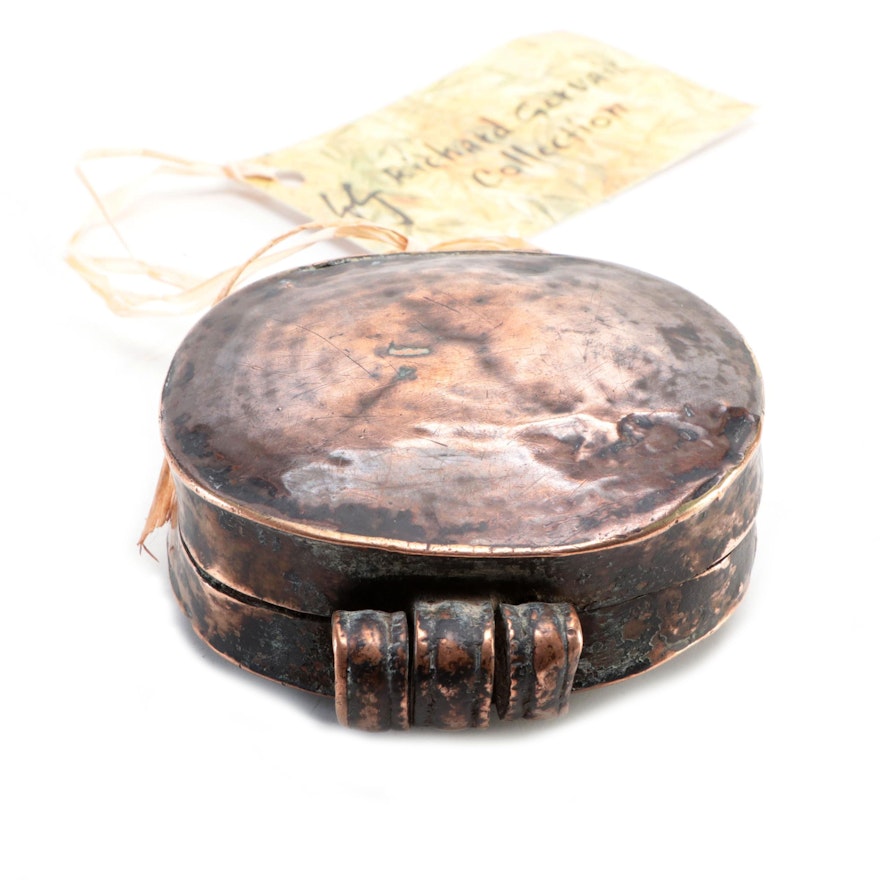 Tibetan Hammered Copper 'Gau' Reliquary Amulet Box, Early 20th Century