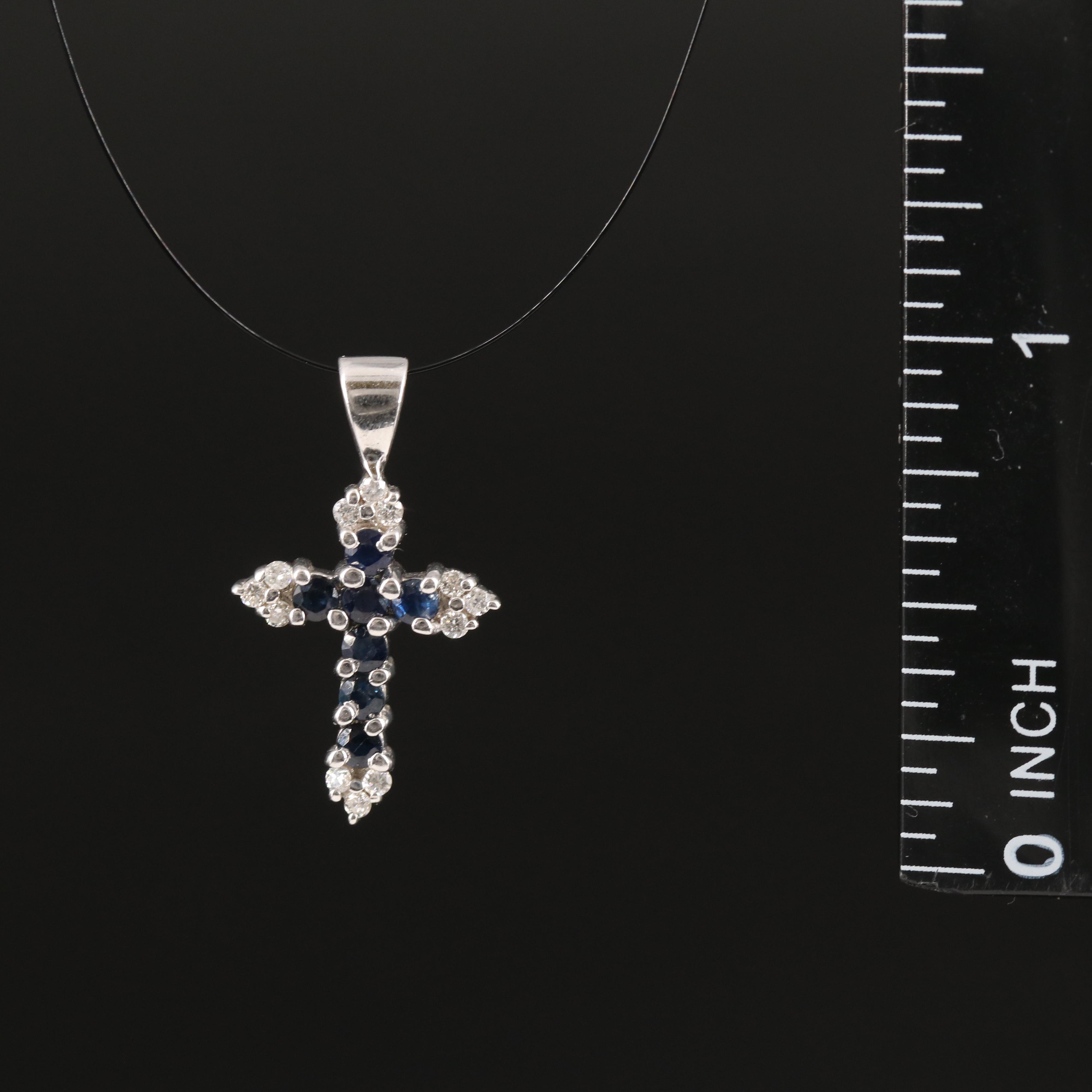 14K Sapphire and Diamond Cross Pendant