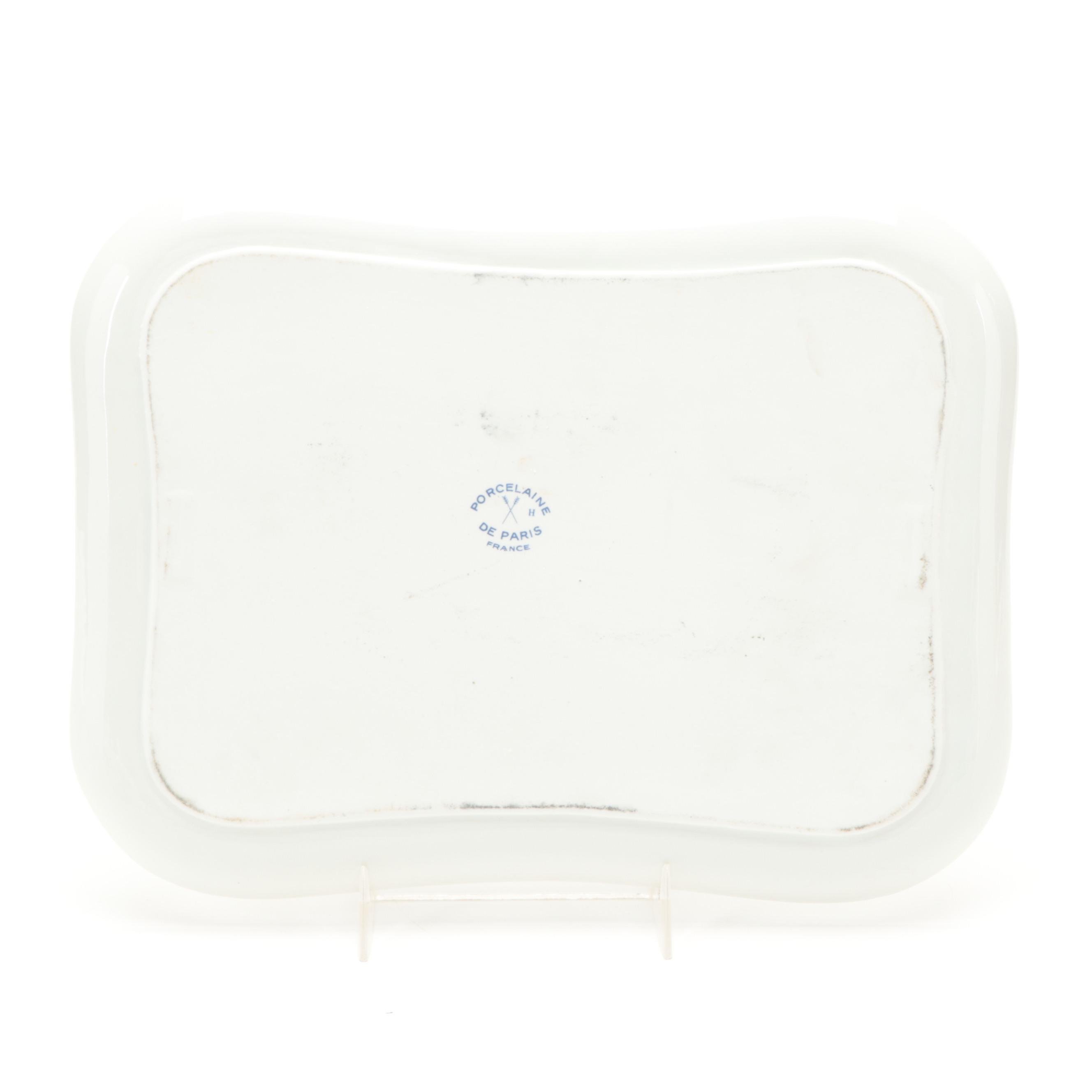 Porcelaine de Paris "Les Quatre Saisons" Porcelain Pots de Creme and Tray