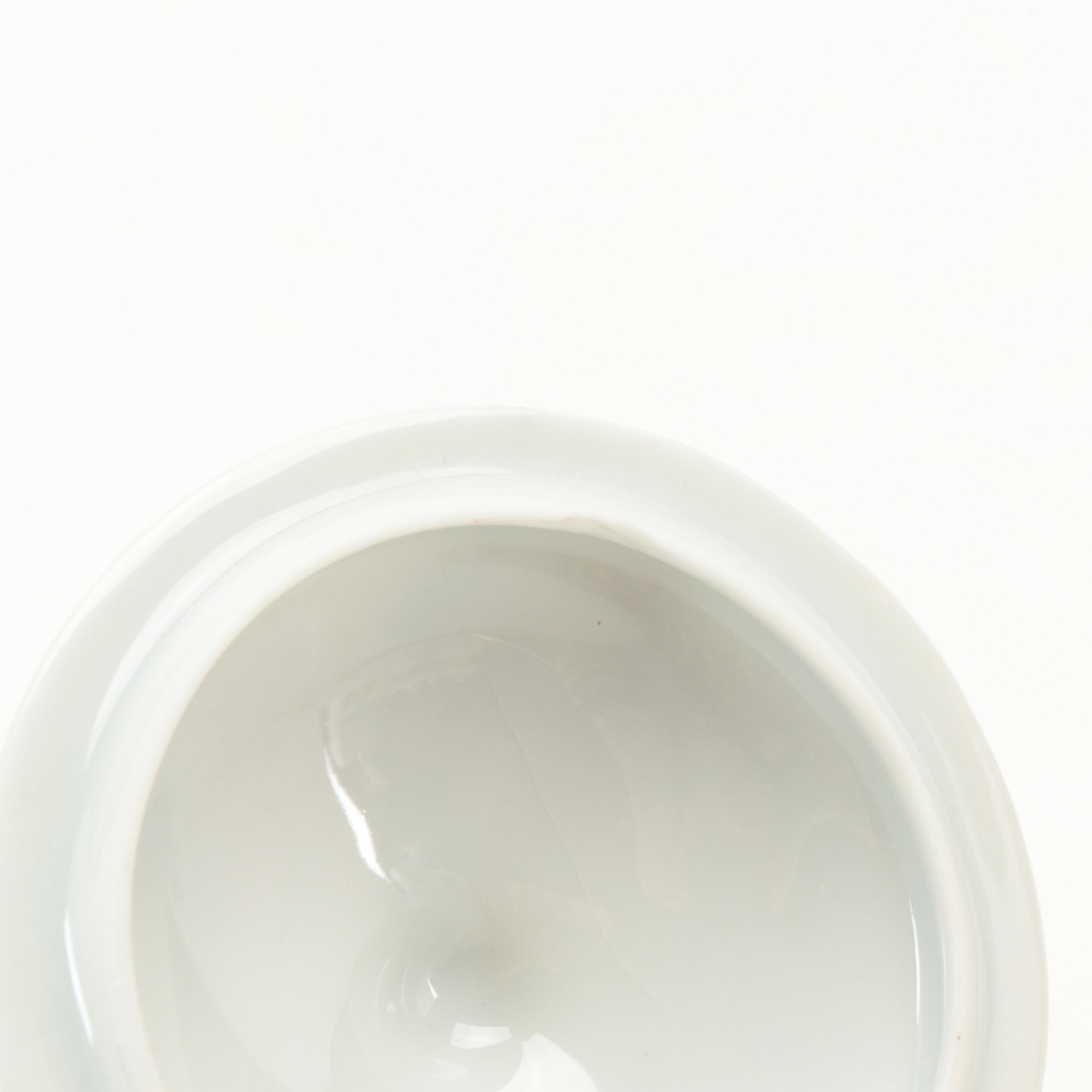 Porcelaine de Paris "Les Quatre Saisons" Porcelain Pots de Creme and Tray