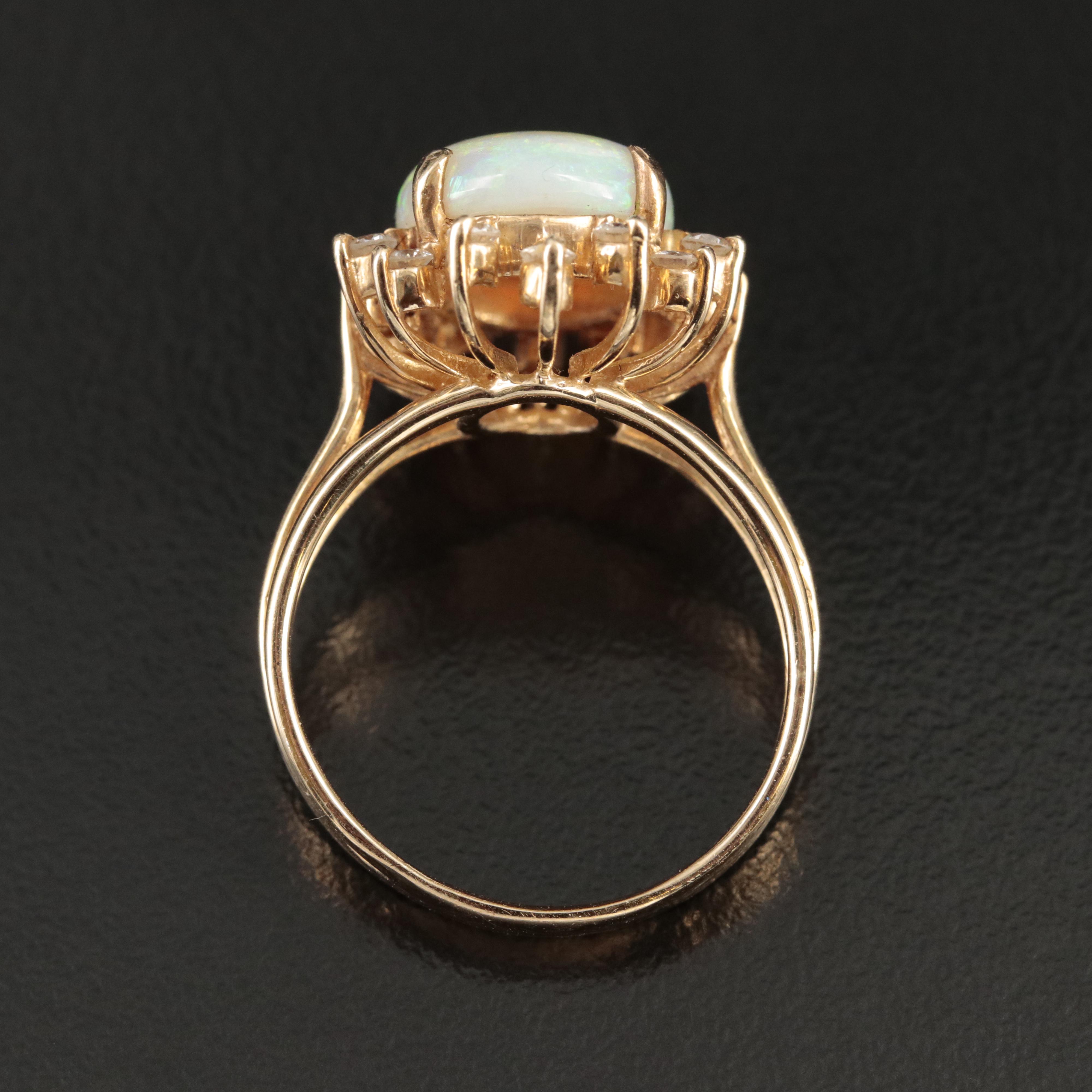 14K Opal and Diamond Ring