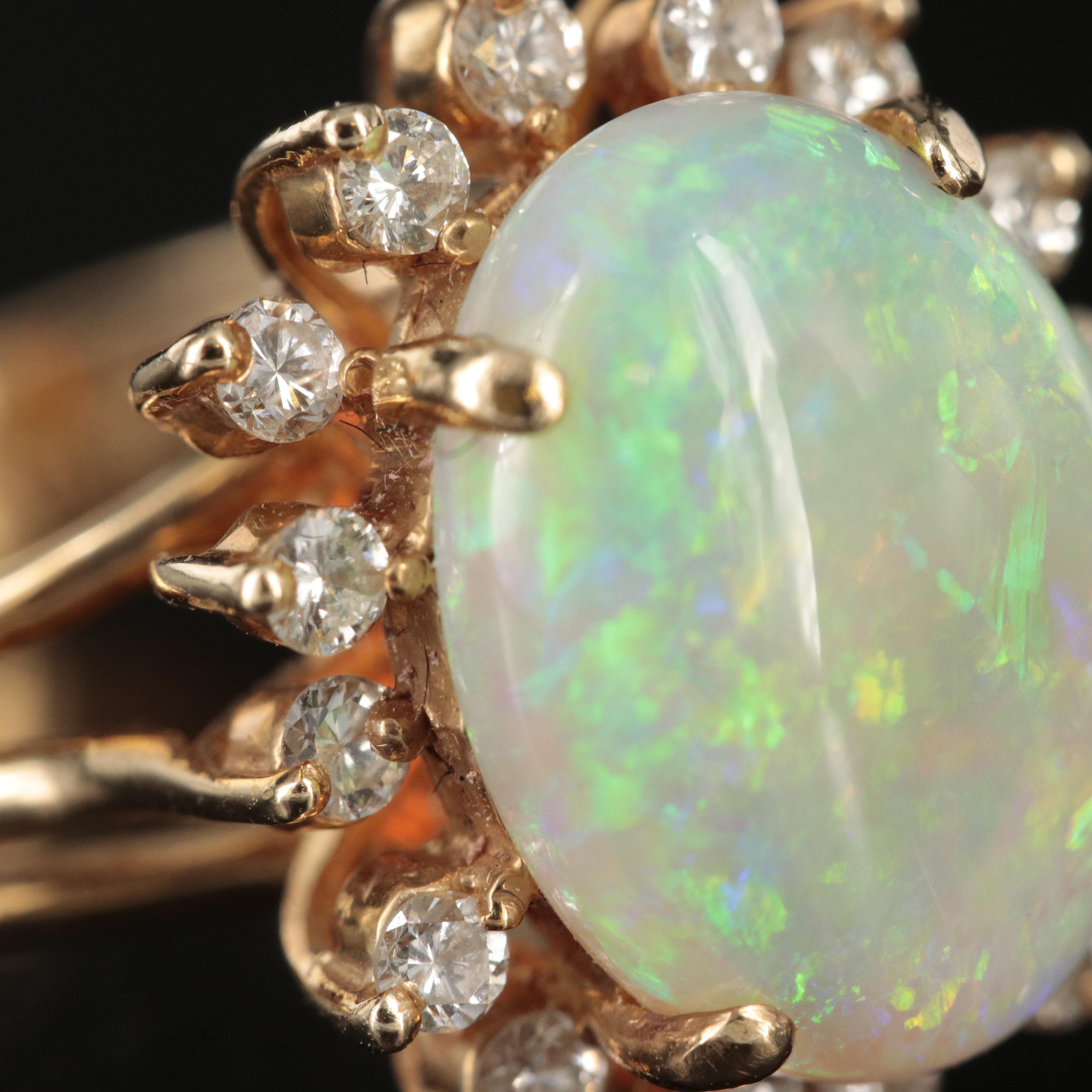 14K Opal and Diamond Ring