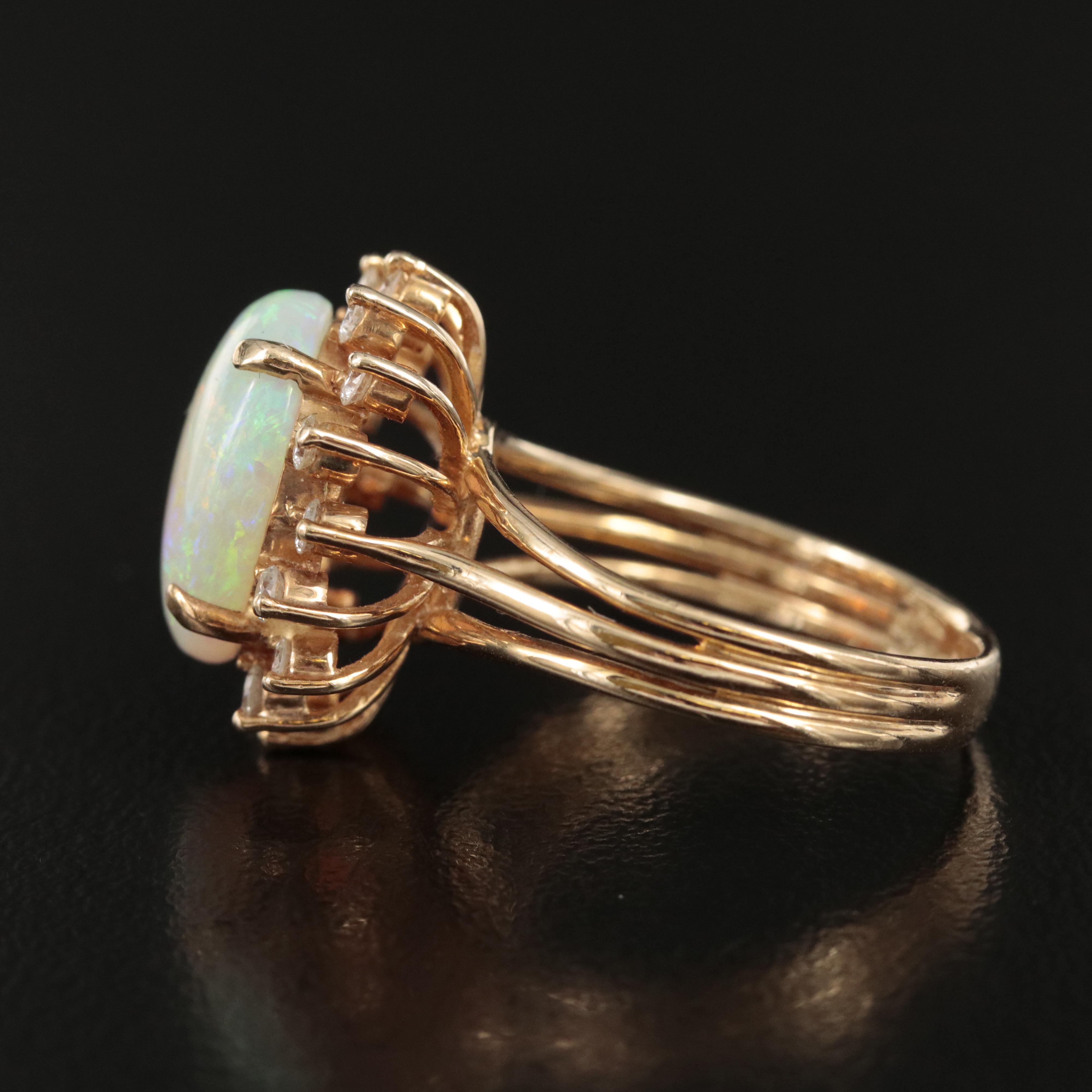 14K Opal and Diamond Ring