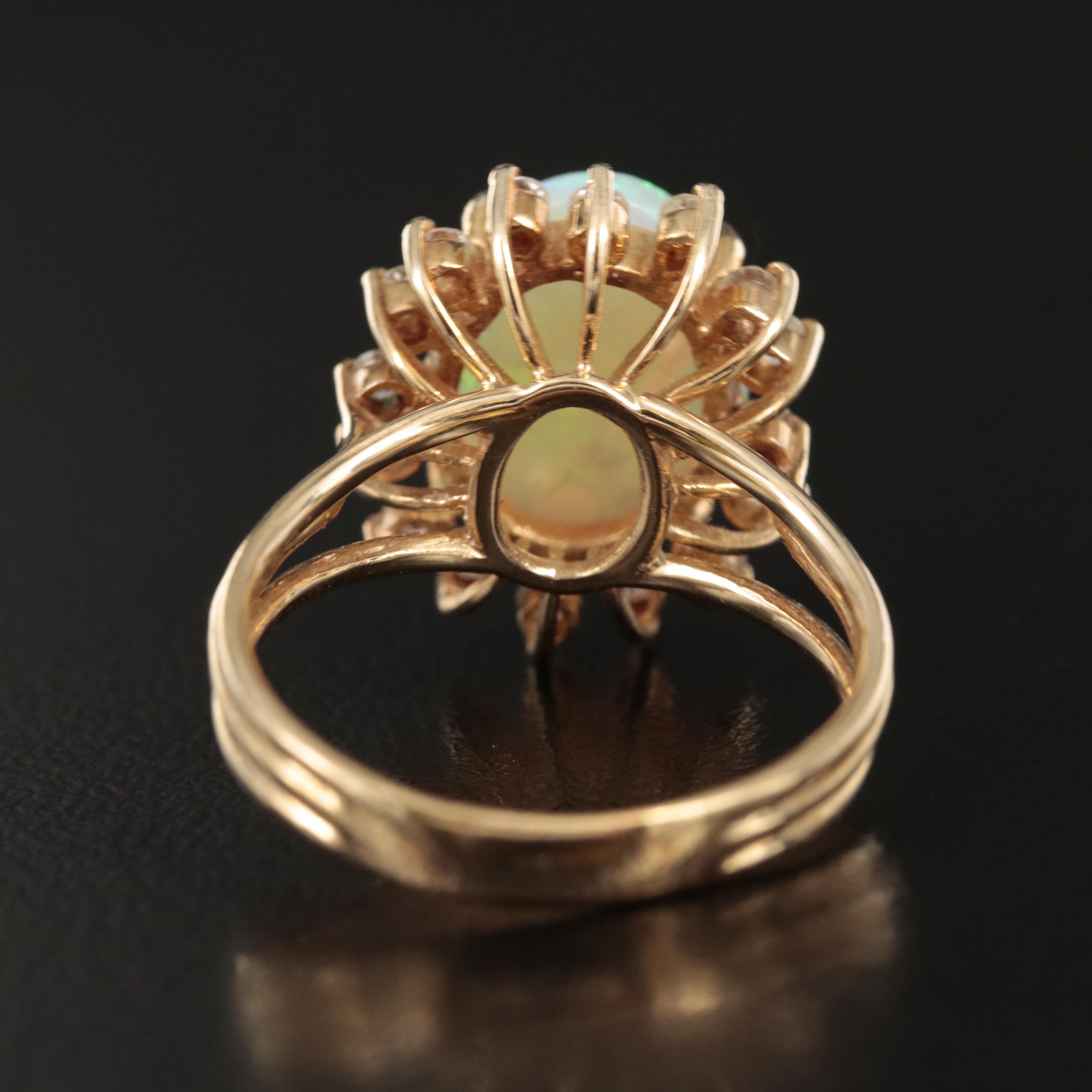 14K Opal and Diamond Ring
