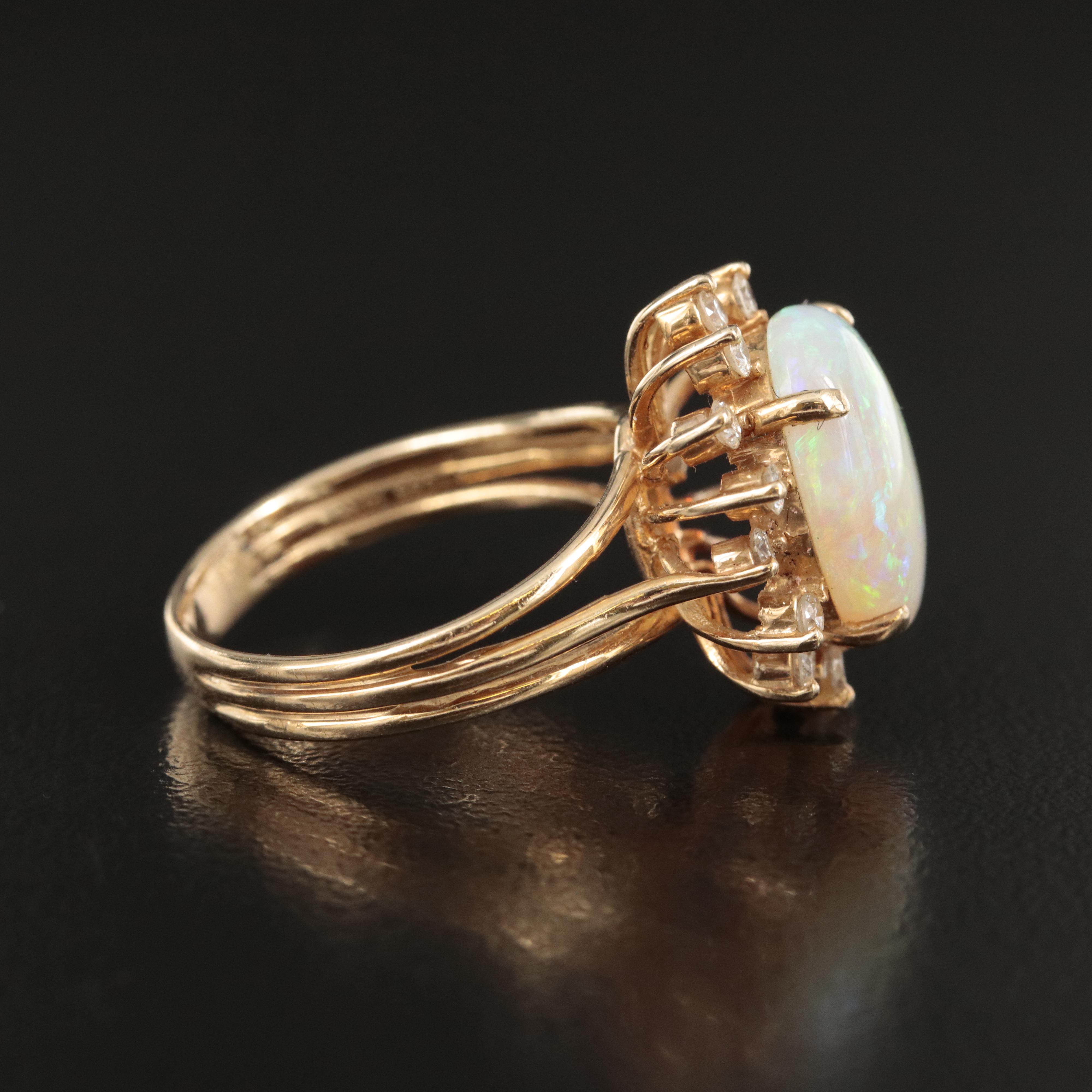 14K Opal and Diamond Ring