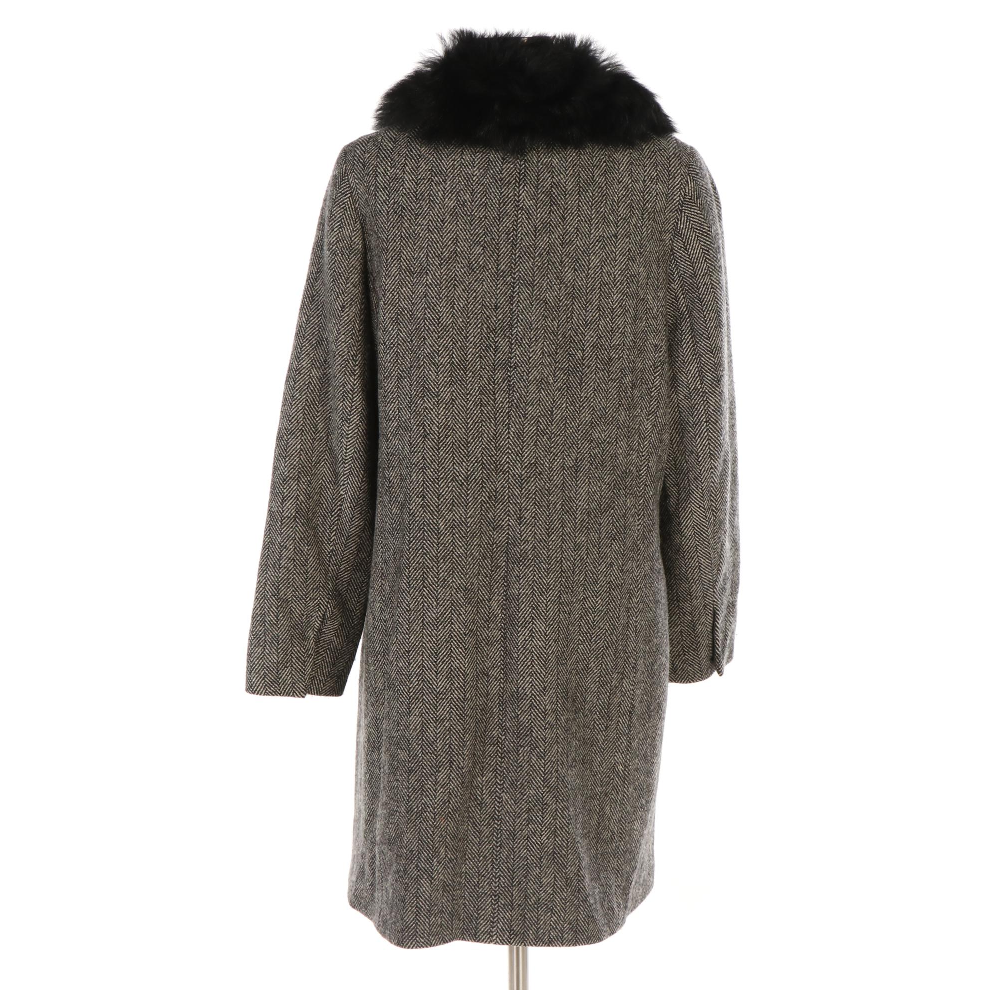 Banana Republic Shearling Collar Coat in Herringbone