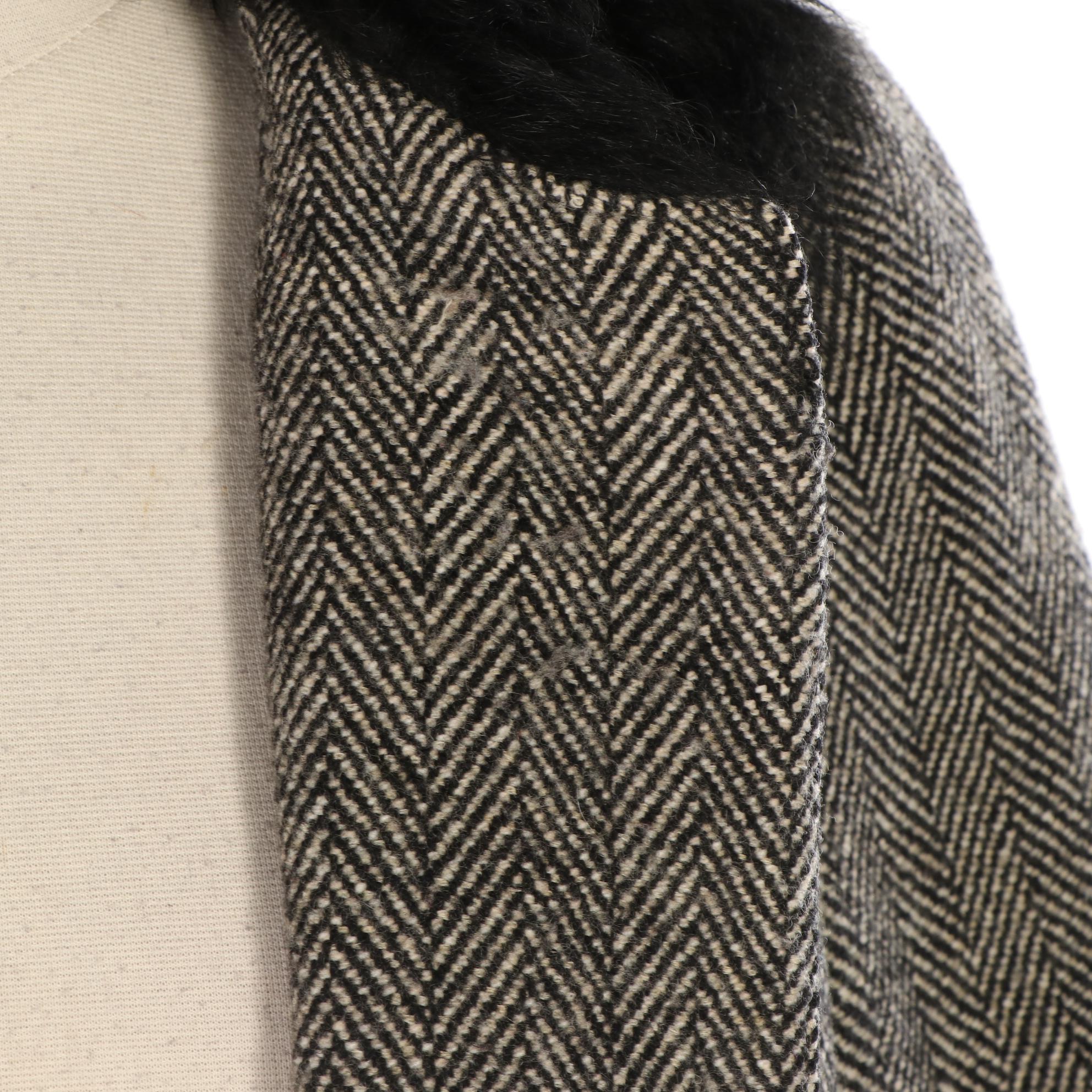 Banana Republic Shearling Collar Coat in Herringbone