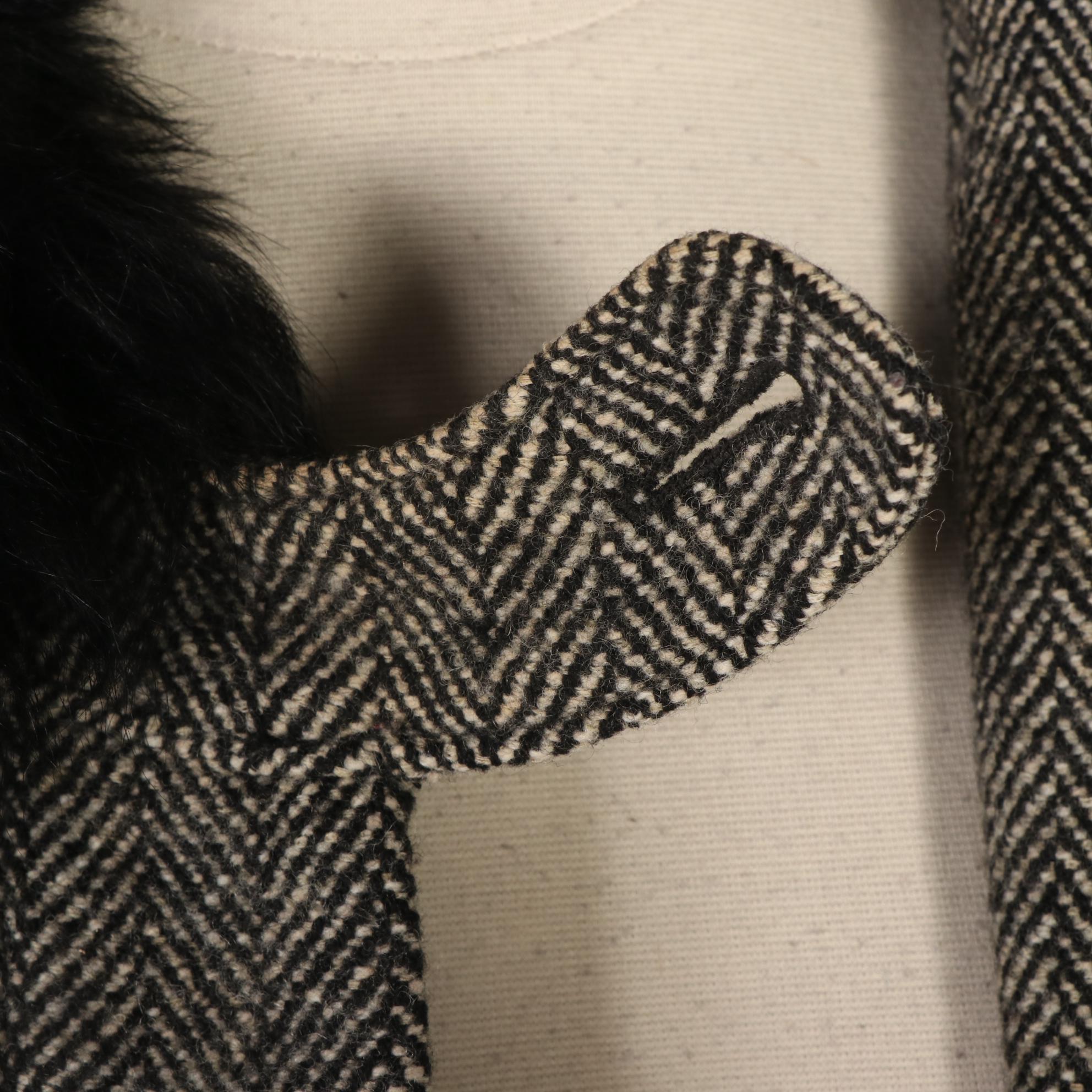 Banana Republic Shearling Collar Coat in Herringbone