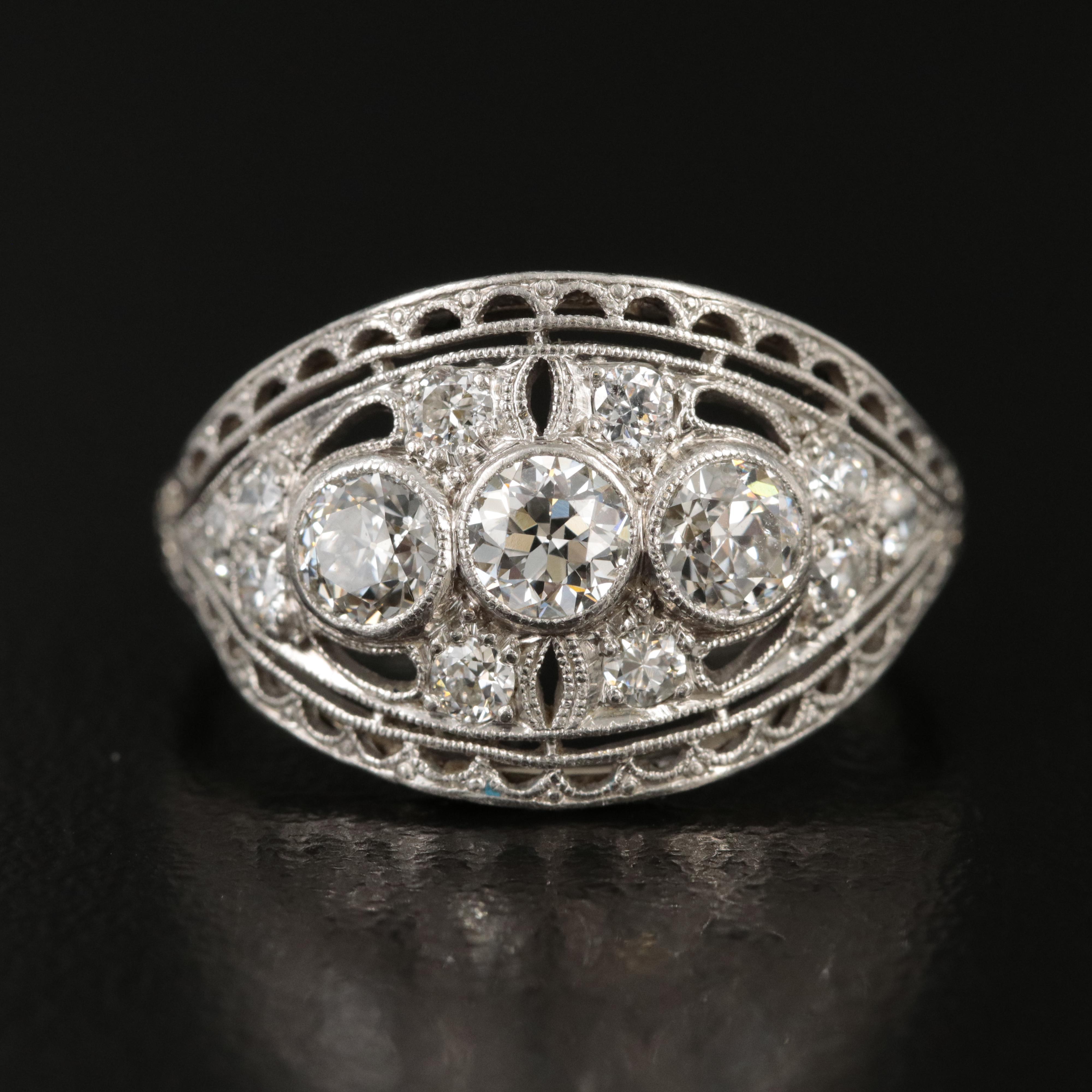 Platinum and 14K 1.10 CTW Diamond Ring