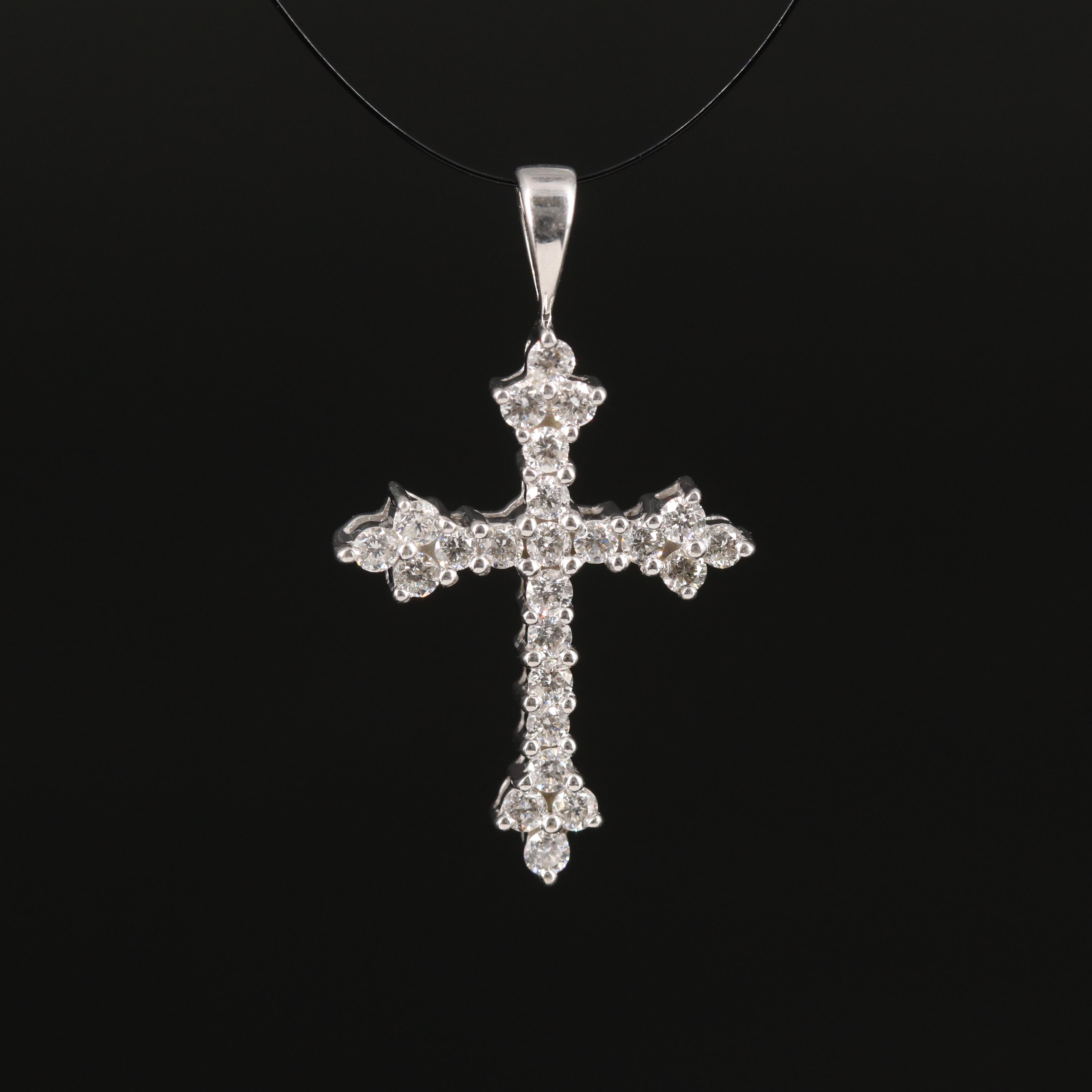 14K 0.50 CTW Diamond Cross Pendant