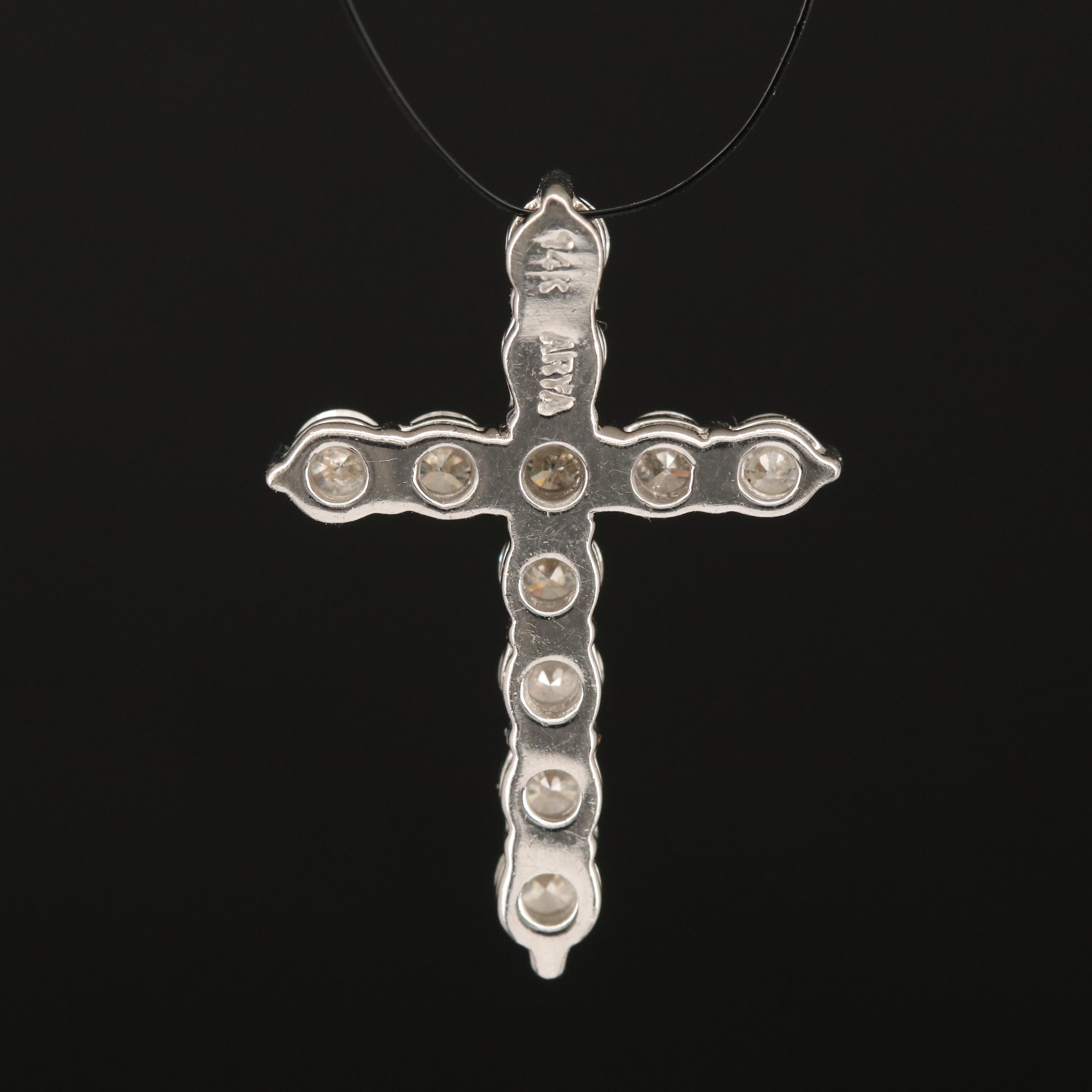 14K 0.95 CTW Diamond Cross Pendant