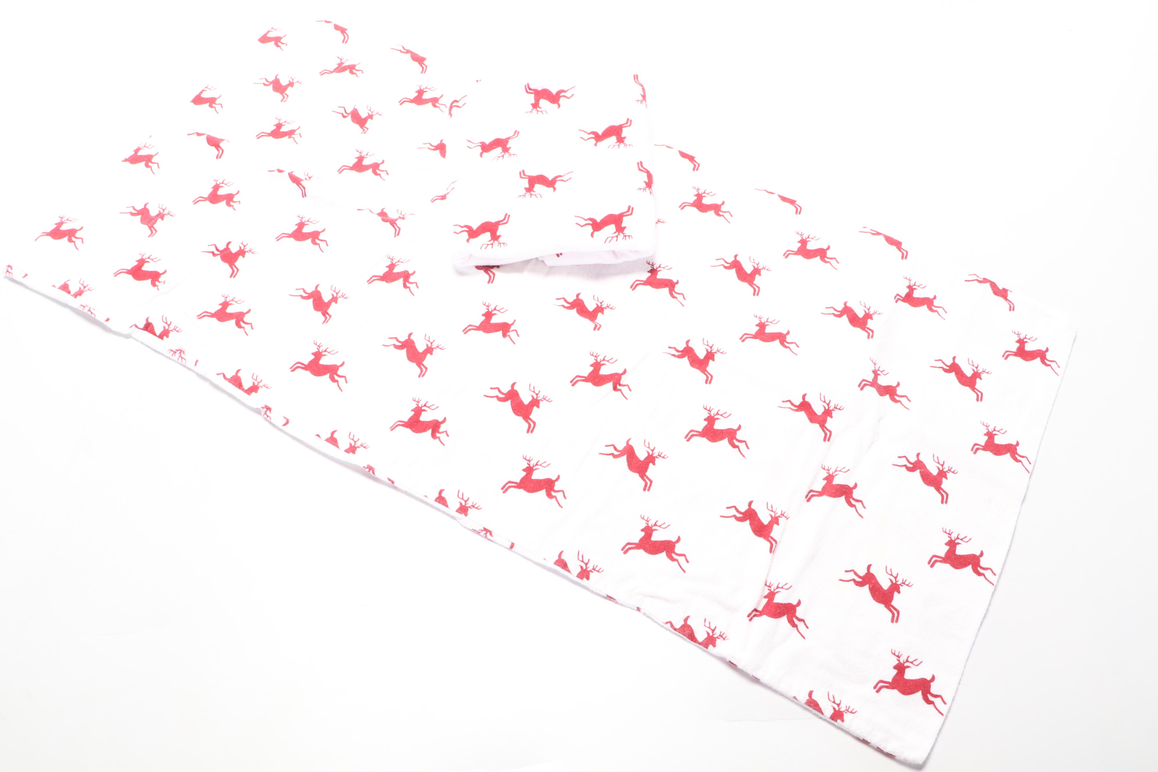 Pottery Barn California King Flannel Sheet Set with Four Pillows