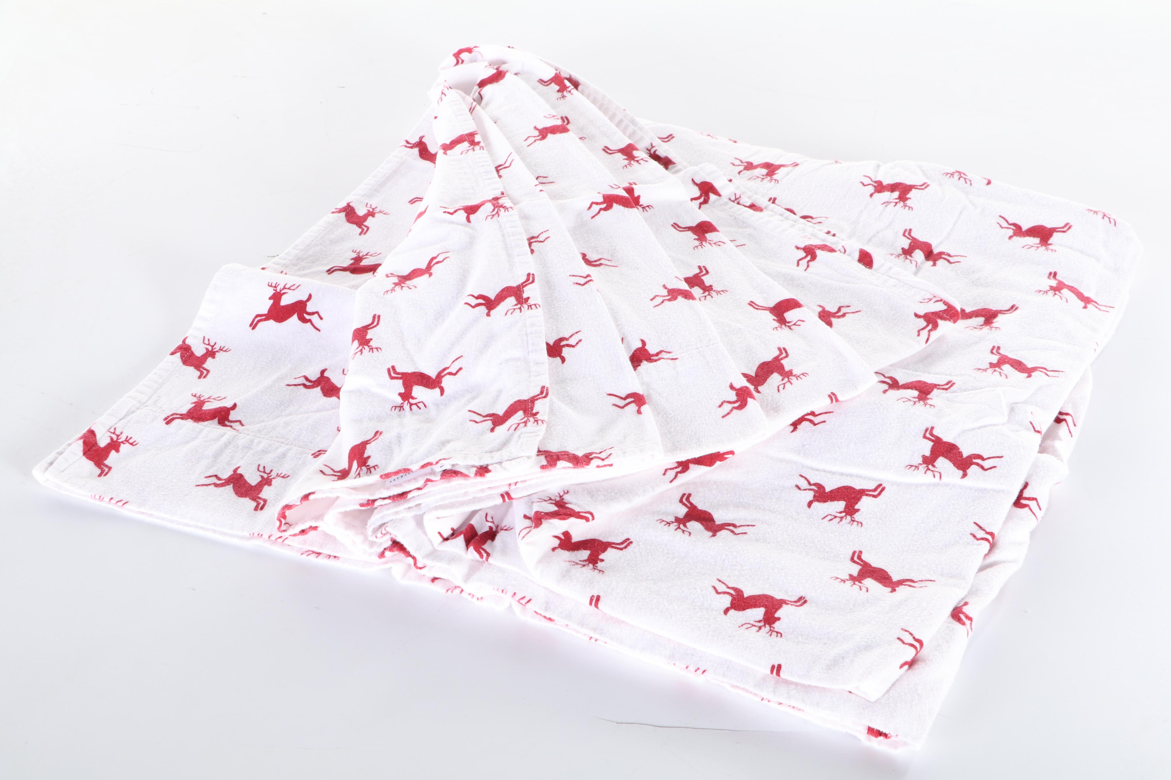 Pottery Barn California King Flannel Sheet Set with Four Pillows