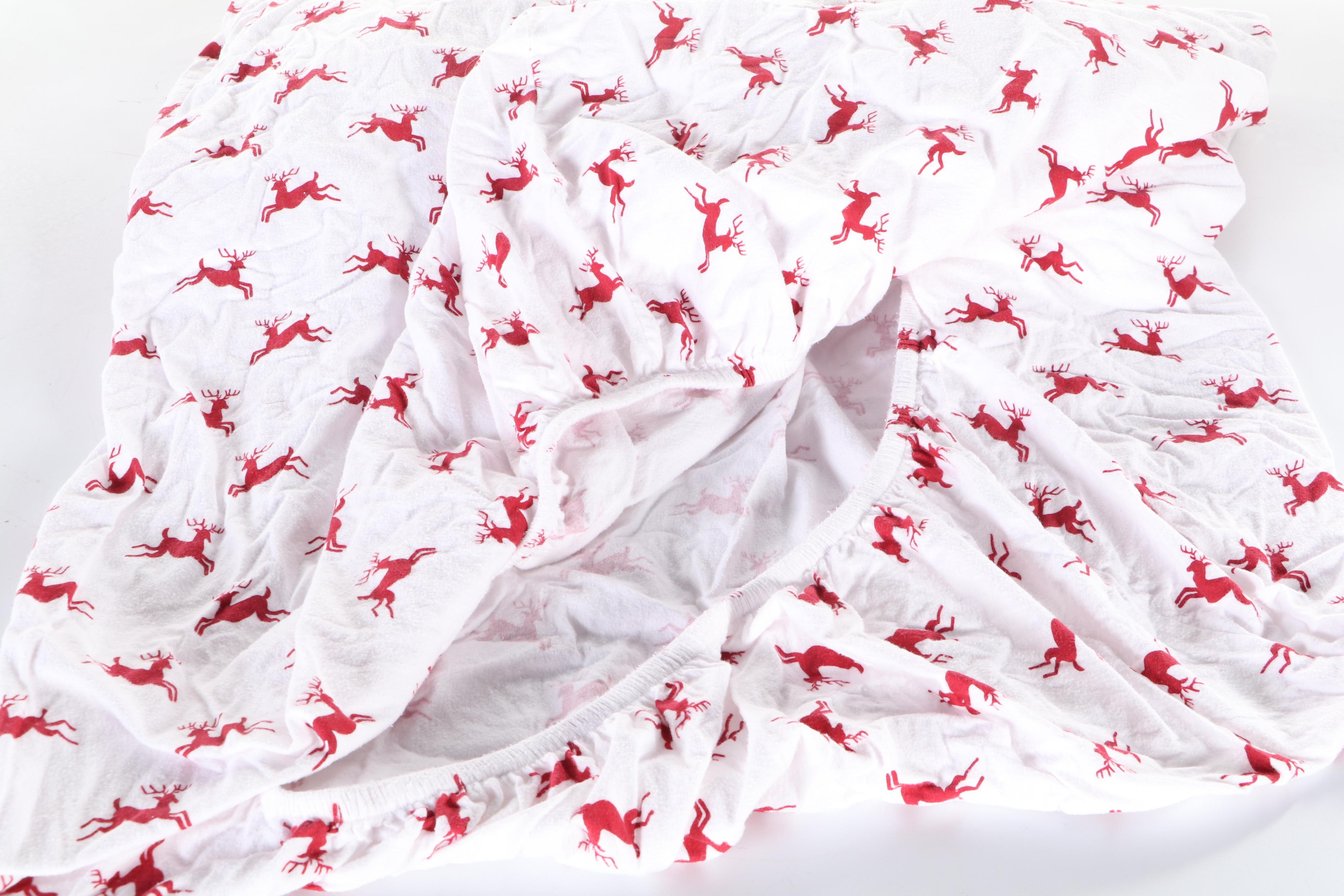 Pottery Barn California King Flannel Sheet Set with Four Pillows