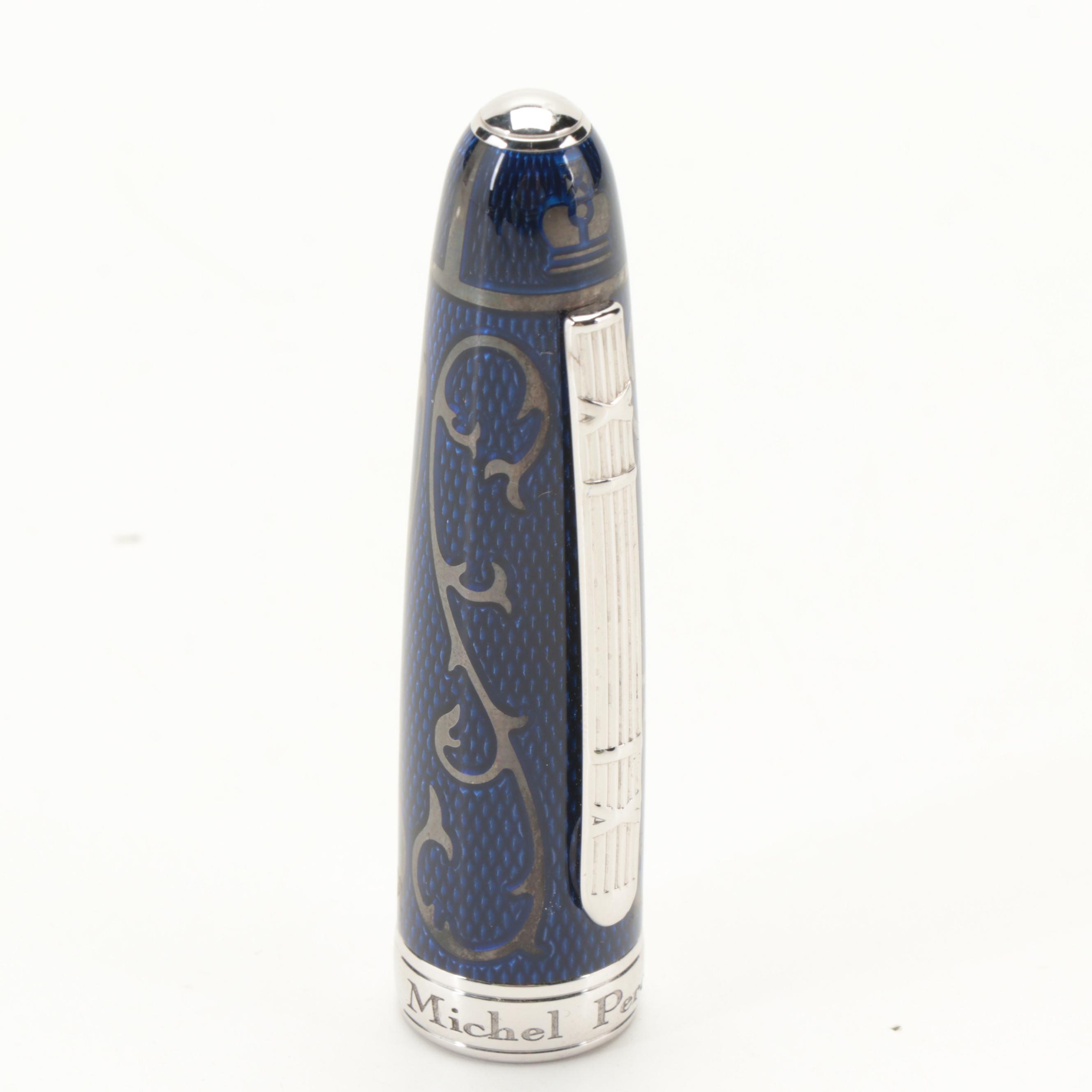 Michel Perchin Limited Edition Sterling Silver and Guilloché Enamel Fountain Pen