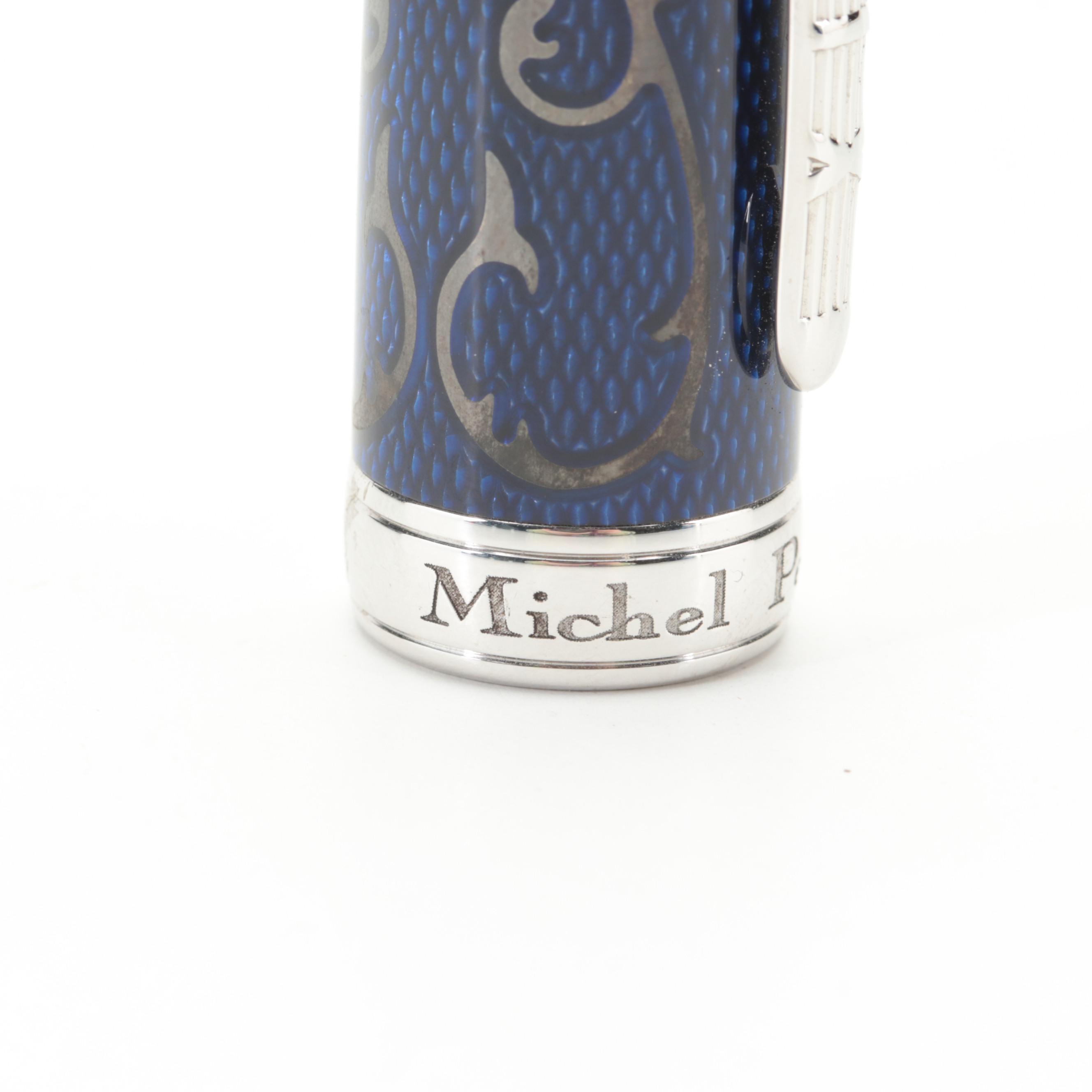 Michel Perchin Limited Edition Sterling Silver and Guilloché Enamel Fountain Pen