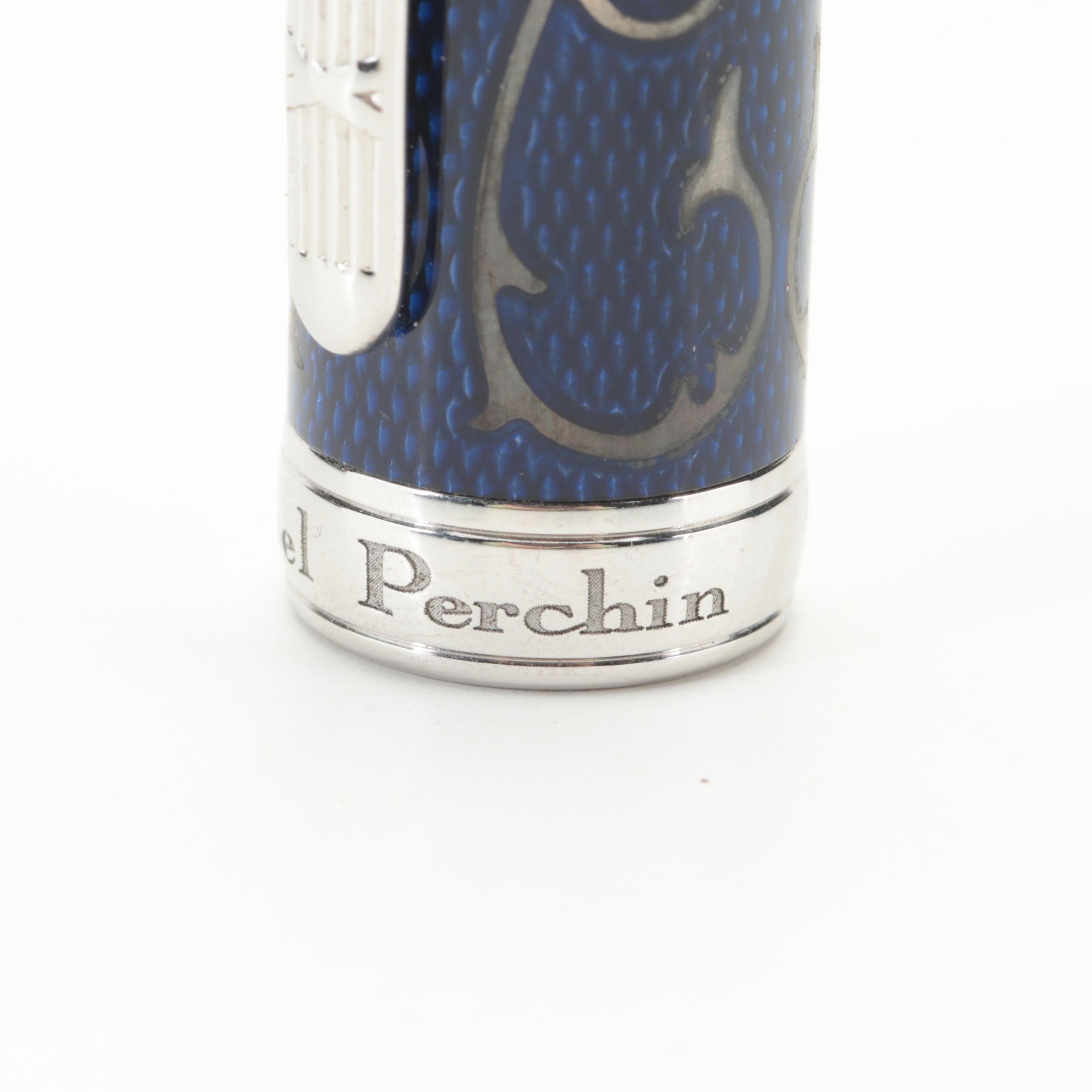 Michel Perchin Limited Edition Sterling Silver and Guilloché Enamel Fountain Pen