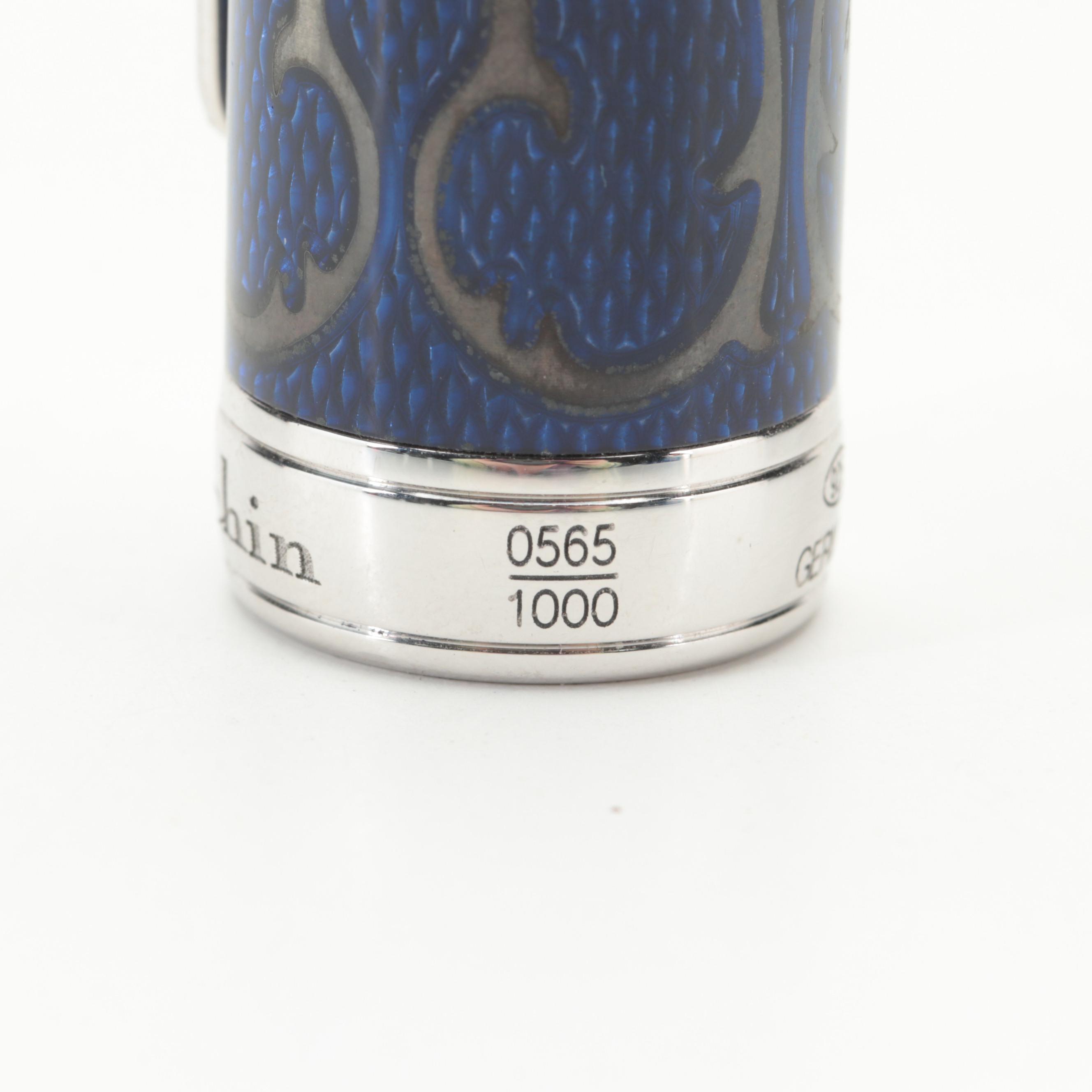 Michel Perchin Limited Edition Sterling Silver and Guilloché Enamel Fountain Pen