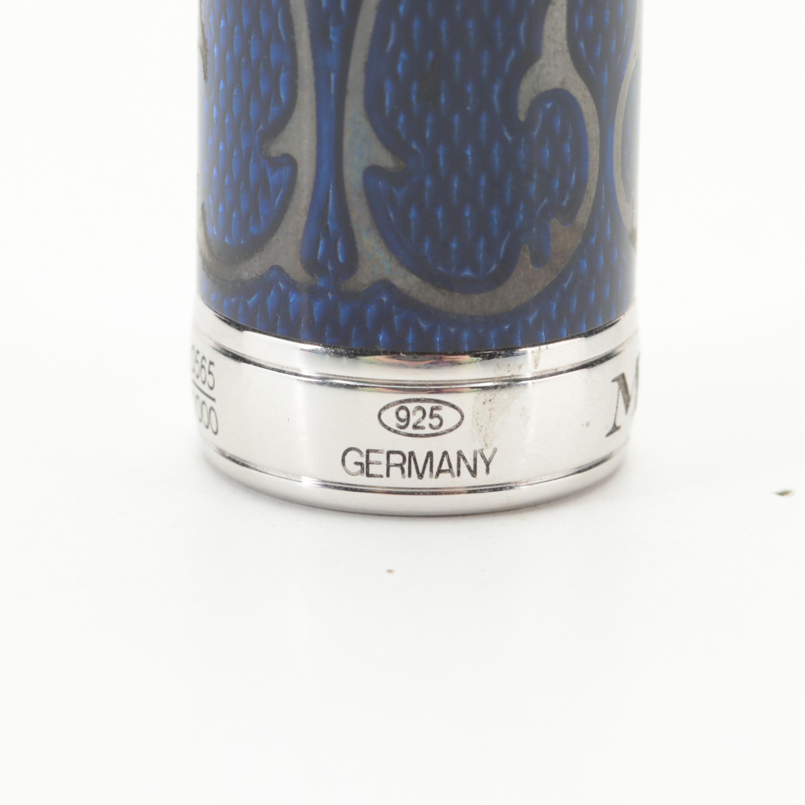 Michel Perchin Limited Edition Sterling Silver and Guilloché Enamel Fountain Pen