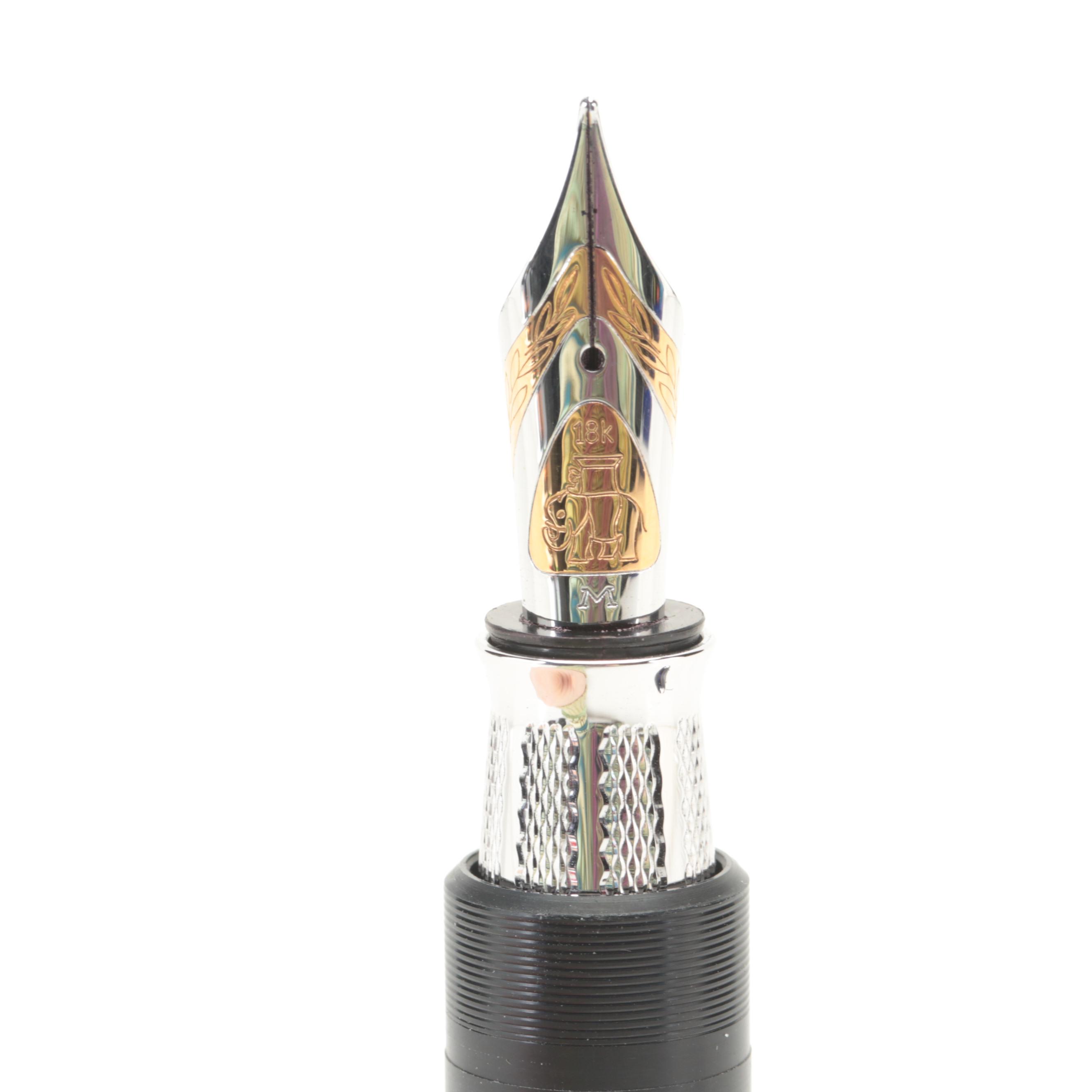 Michel Perchin Limited Edition Sterling Silver and Guilloché Enamel Fountain Pen