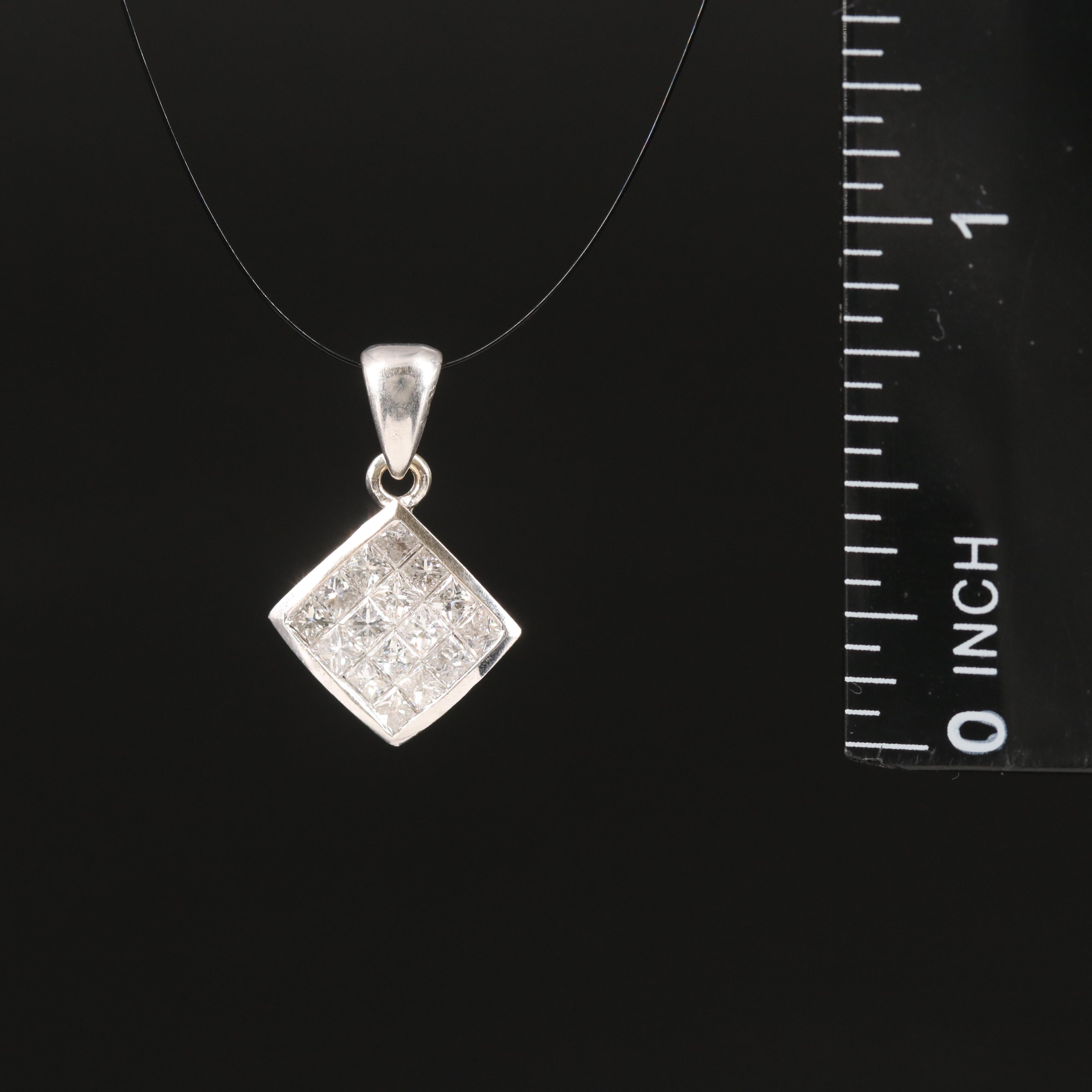 18K 0.96 CTW Diamond Square Pendant