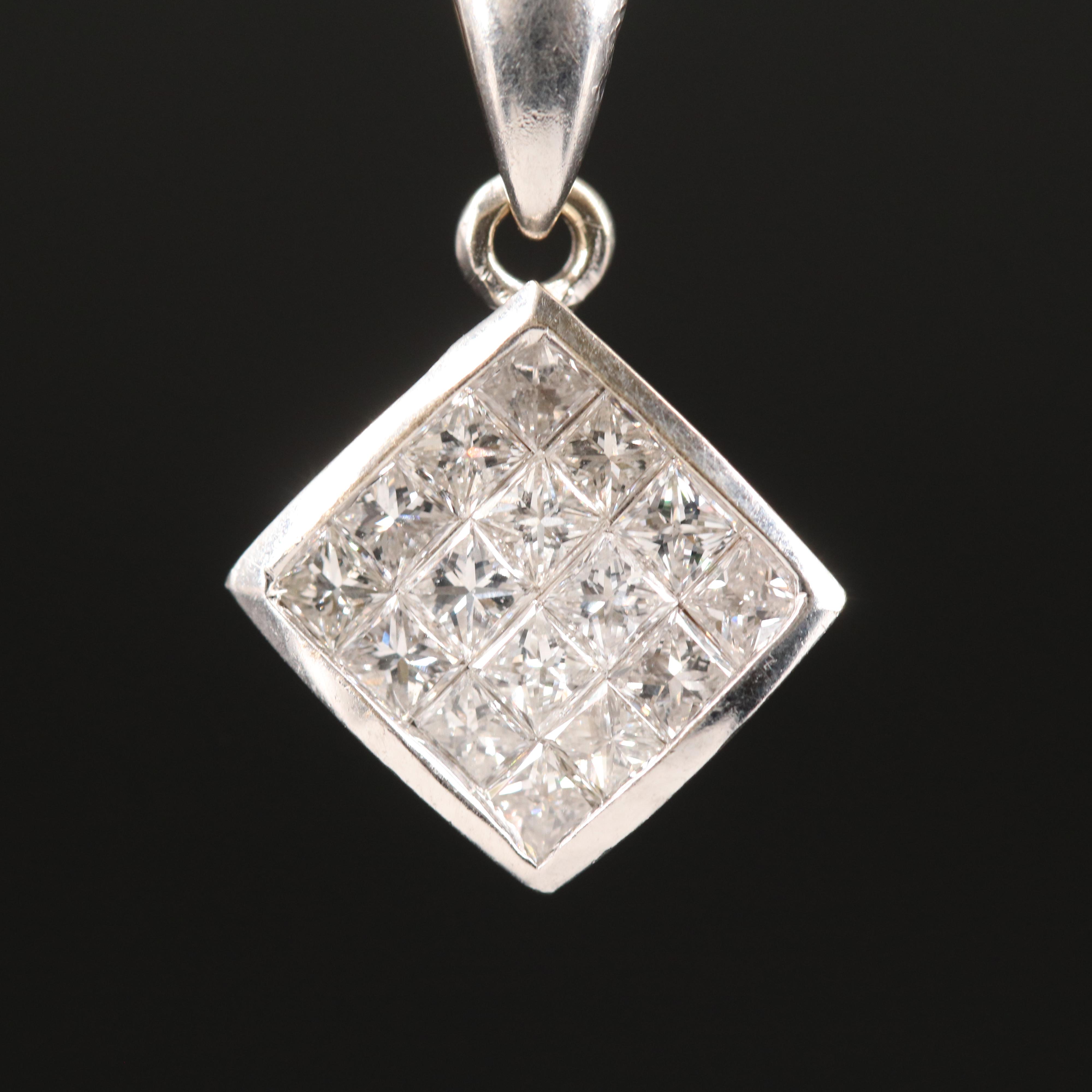 18K 0.96 CTW Diamond Square Pendant