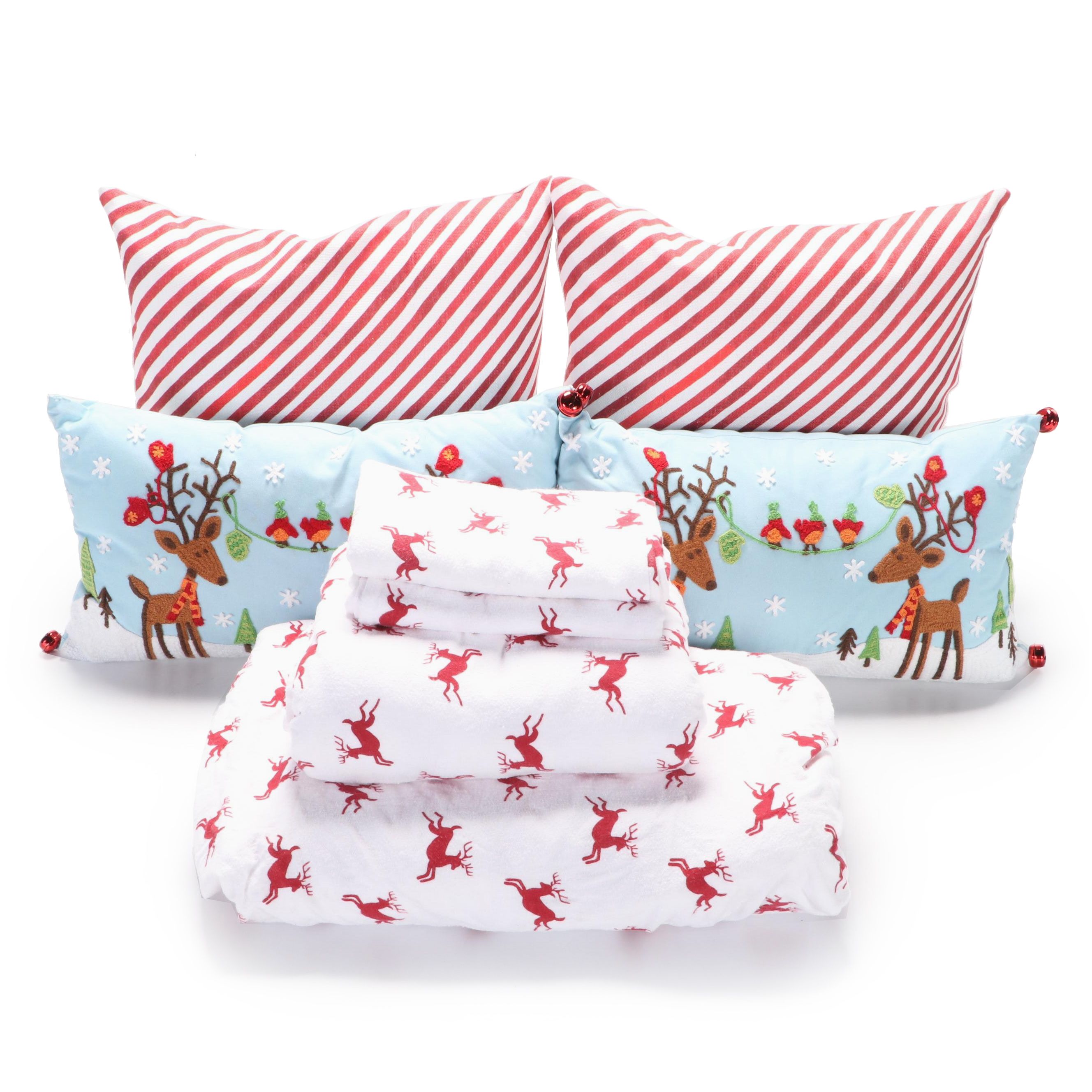 Pottery Barn California King Flannel Sheet Set with Four Pillows